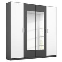 Drehtürenschrank Mit Spiegel 181cm Borneo, Grau/Weiß - Weiß/Grau, Basics, Holzwerkstoff (181/210/54cm) - Rauch Möbel
