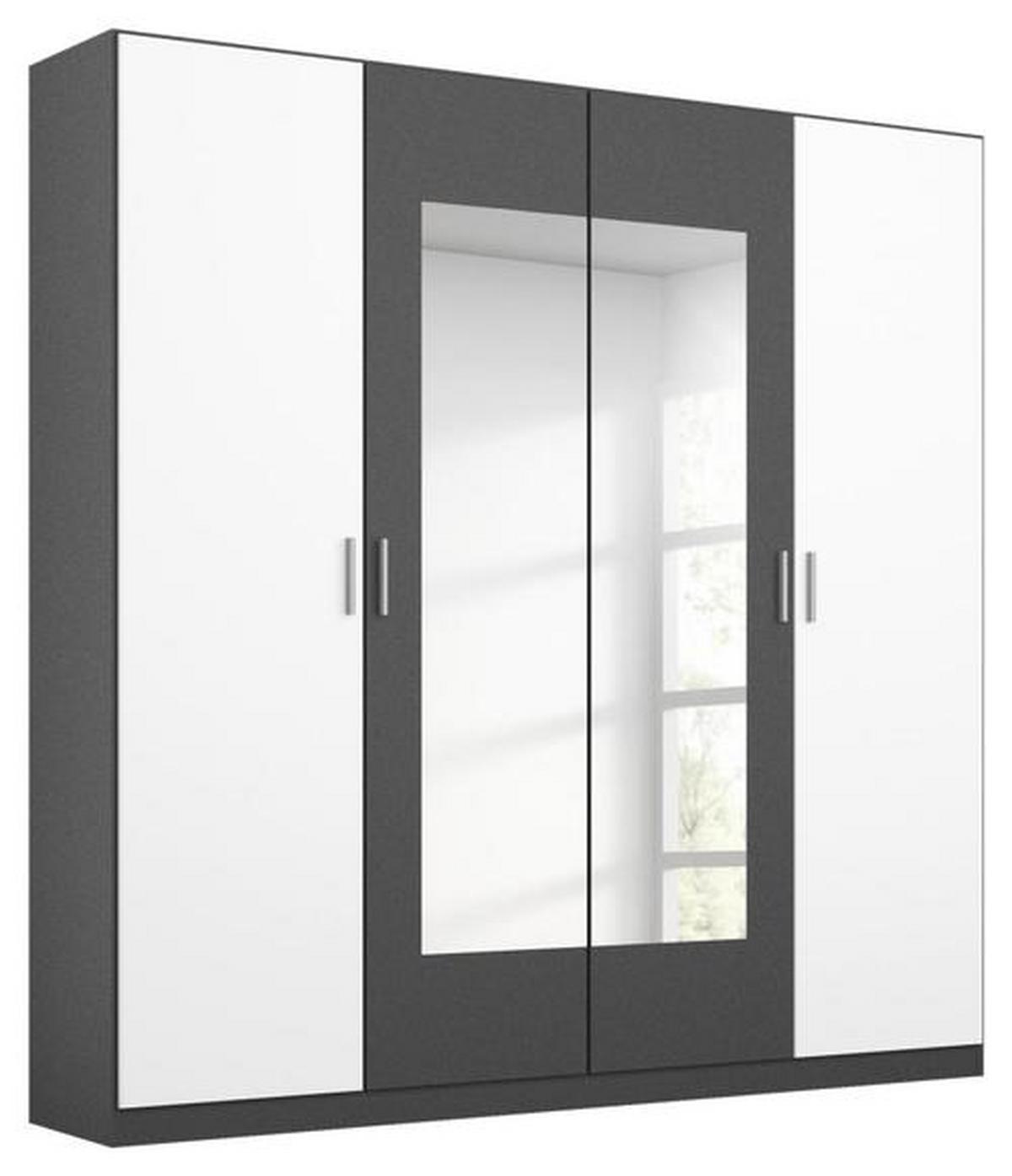 Drehtürenschrank Mit Spiegel 181cm Borneo, Grau/Weiß - Weiß/Grau, Basics, Holzwerkstoff (181/210/54cm) - Rauch Möbel