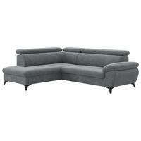 Ecksofa mit Bettfunktion Hudson, Chenille grau - Schwarz/Grau, KONVENTIONELL, Textil (207/256cm) - Sembella