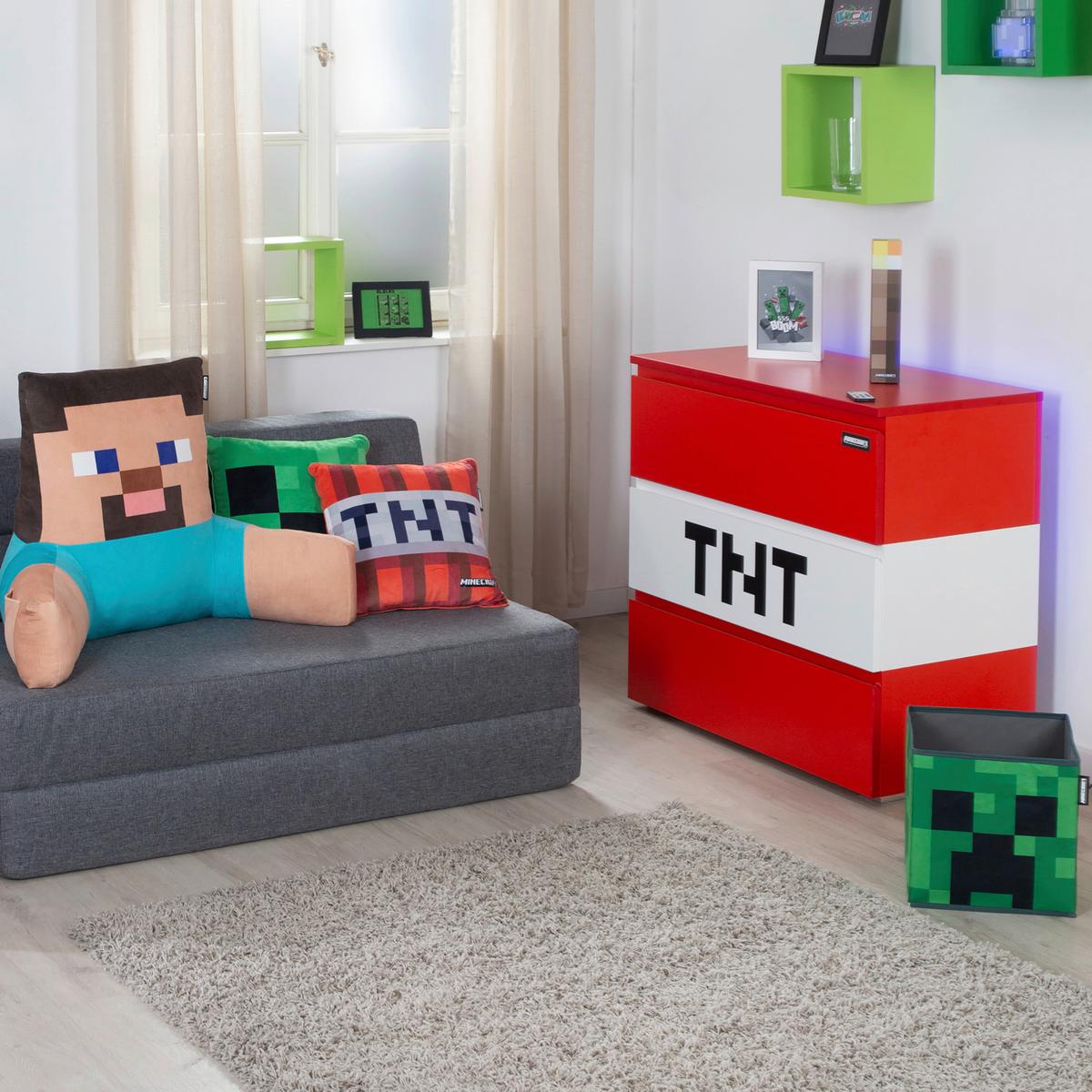 Kommode 80cm Minecraft, Rot/weiß - Rot, MODERN, Holzwerkstoff (80/76/41cm) - Minecraft