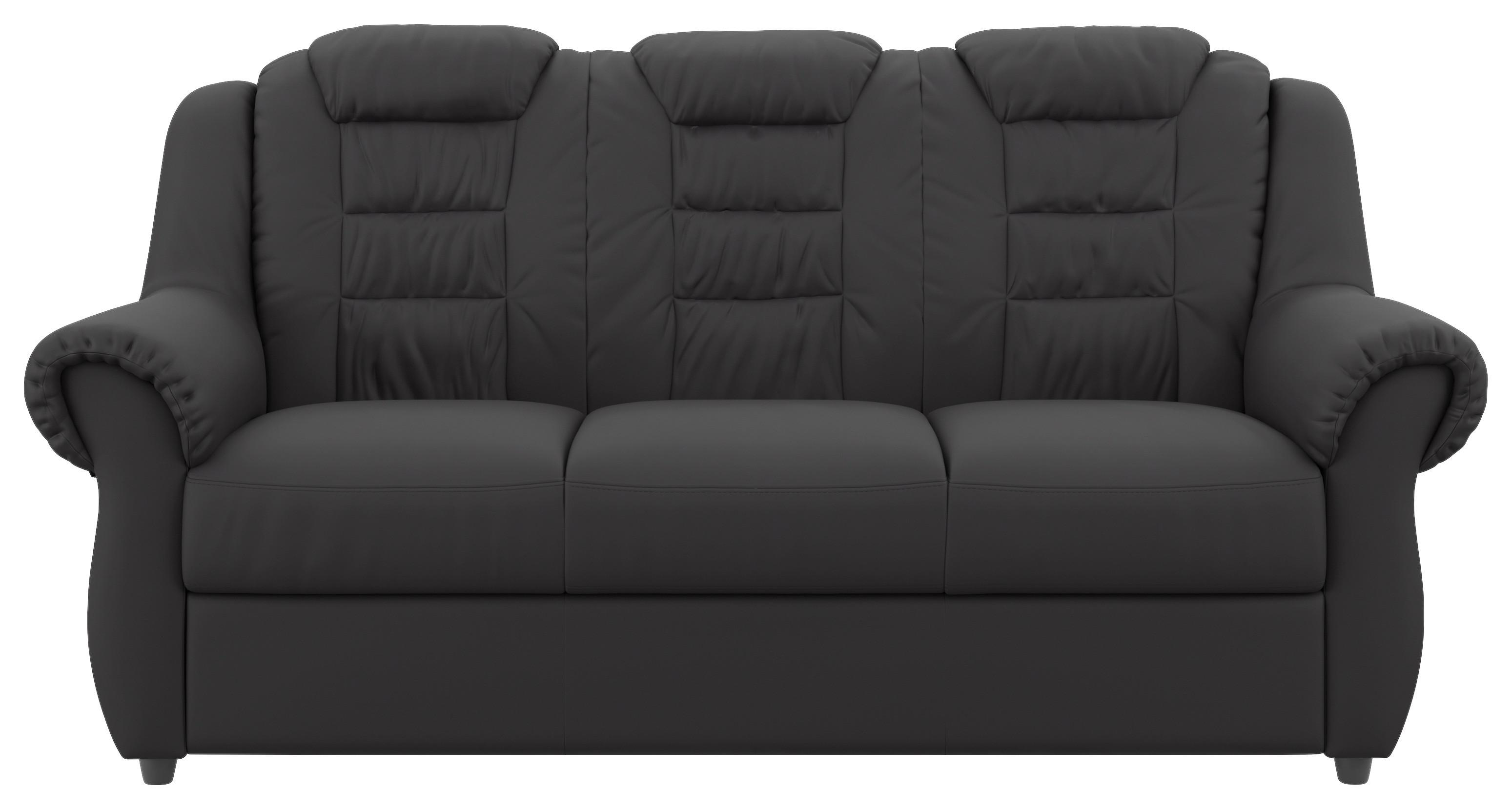 3-Sitzer-Sofa Boston Schwarz Lederlook - Schwarz, KONVENTIONELL, Textil (196/102/101cm) - Livetastic