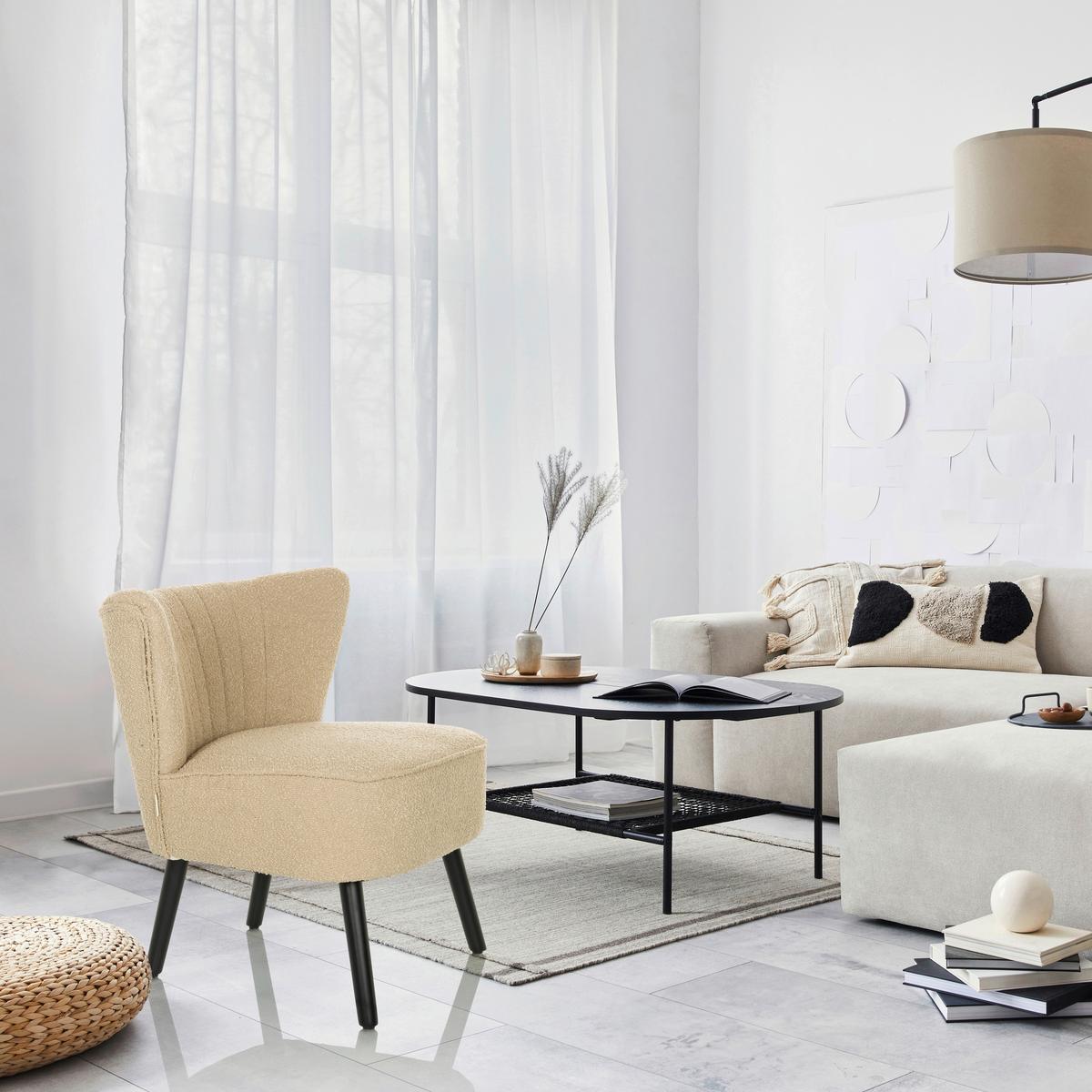 Loungesessel Maniso Beige B: 72 Cm - Beige/Schwarz, MODERN, Holz/Textil (72/77/65cm) - MID.YOU