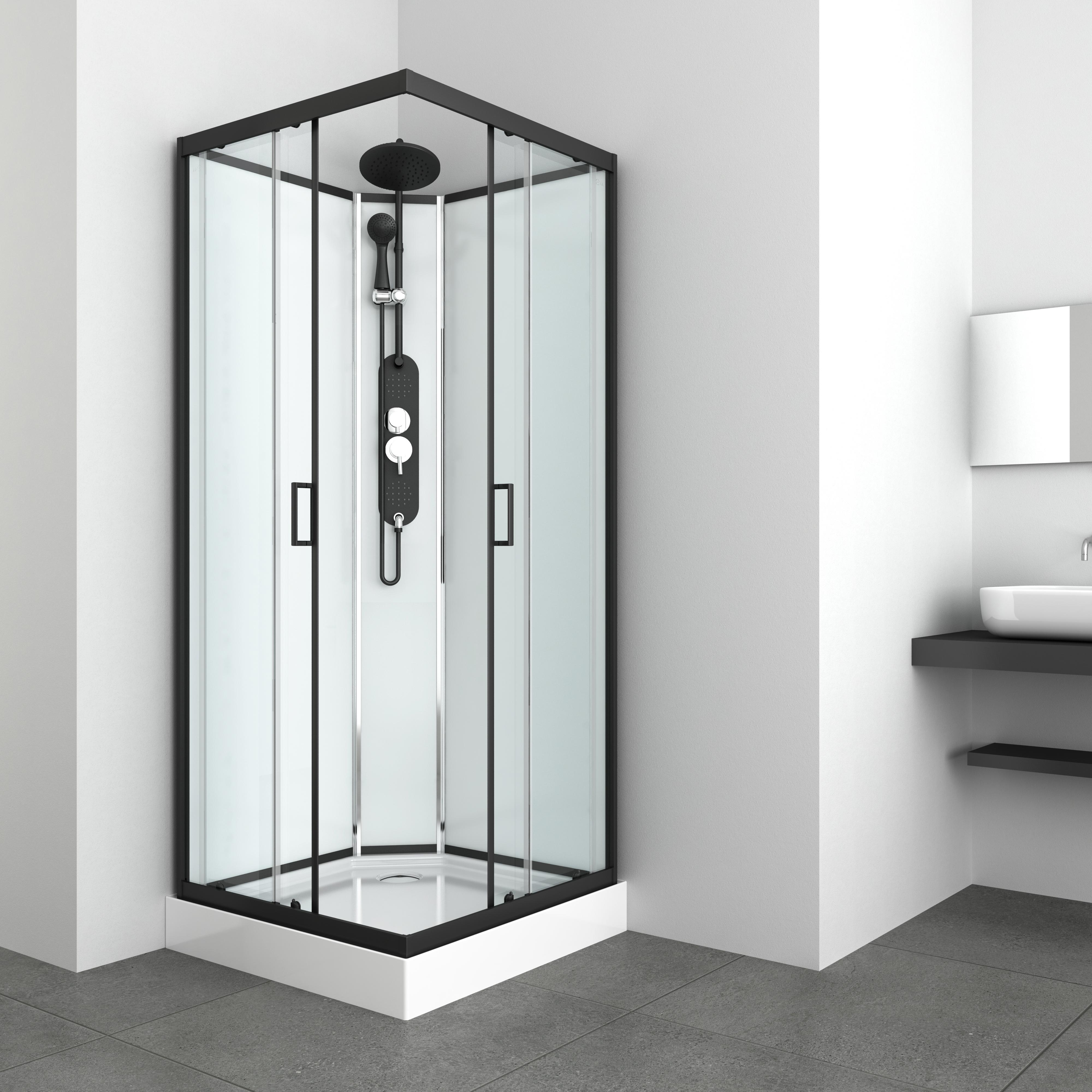 Sprchový kout Epic 2 - černá, Moderní, kov/sklo (90/90/235cm) - Sanotechnik