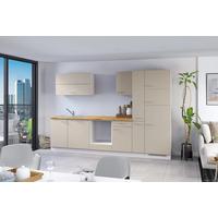 Küchenzeile Ip1200 Ohne Geräte 310 Cm Kieselgrau - Eichefarben/Creme, Basics, Holzwerkstoff (310cm) - Impuls