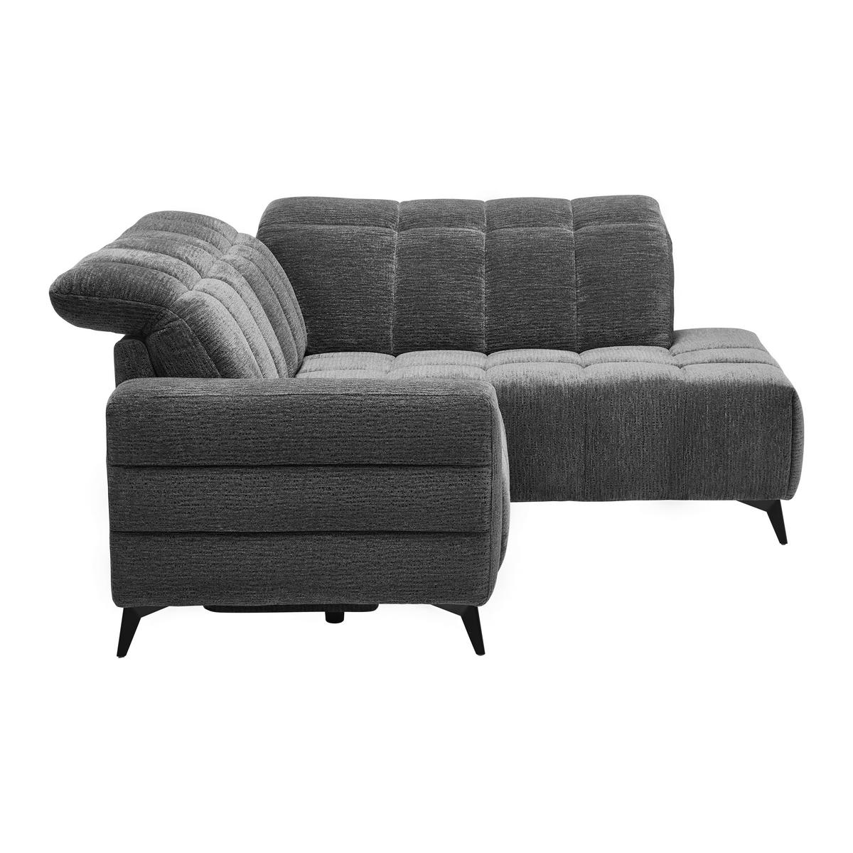 Rohová sedačka PARIS, pravá, tmavě šedá, el.relax.funkce - černá/tmavě šedá, Konvenční, kov/dřevo (215/182cm) - Mömax