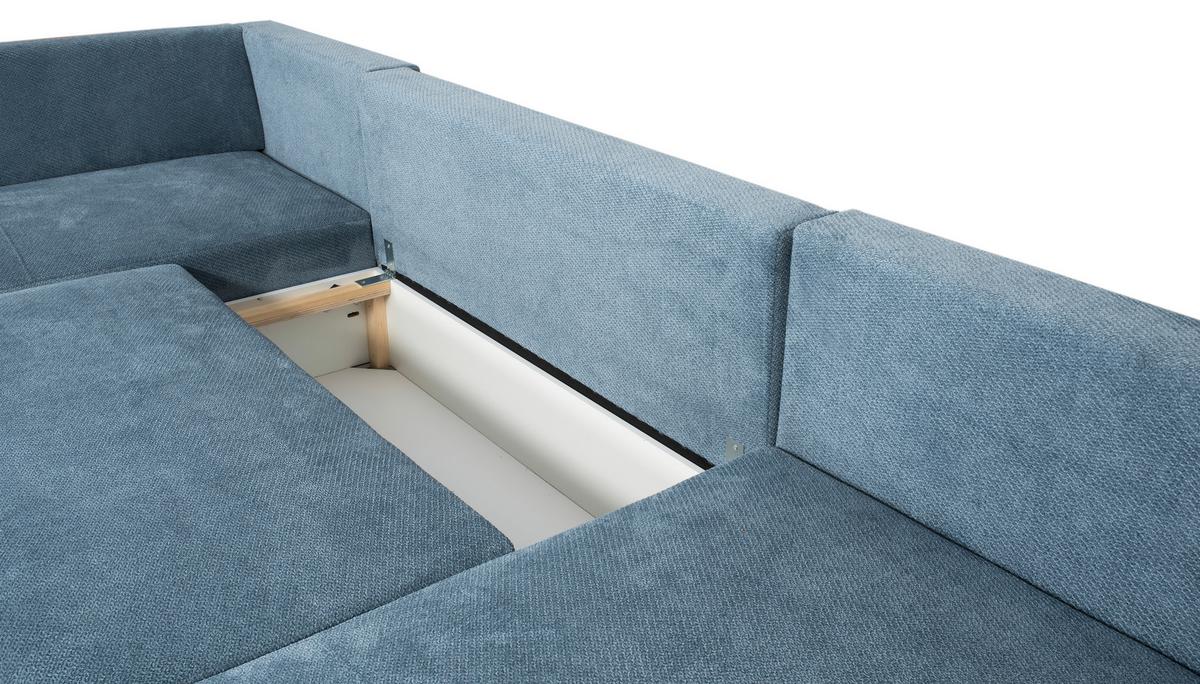 Wohnlandschaft Veronice Blau B: 313 cm - Blau/Schwarz, Trend, Textil (313/92/171cm)