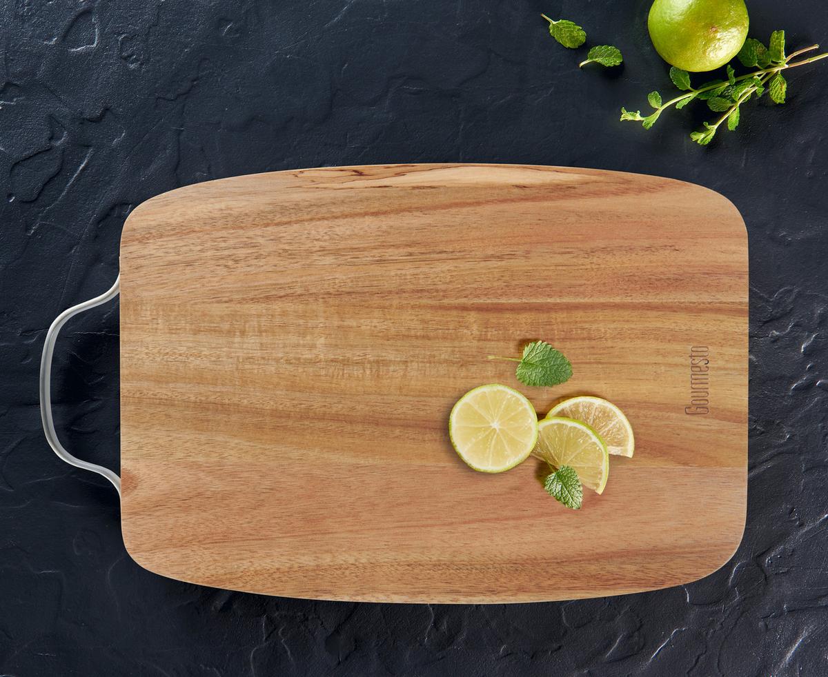 Kuchyňské prkénko Profi Line, 37/23cm - barvy akácie, Konvenční, kov/dřevo (37/23/3cm) - Gourmesto