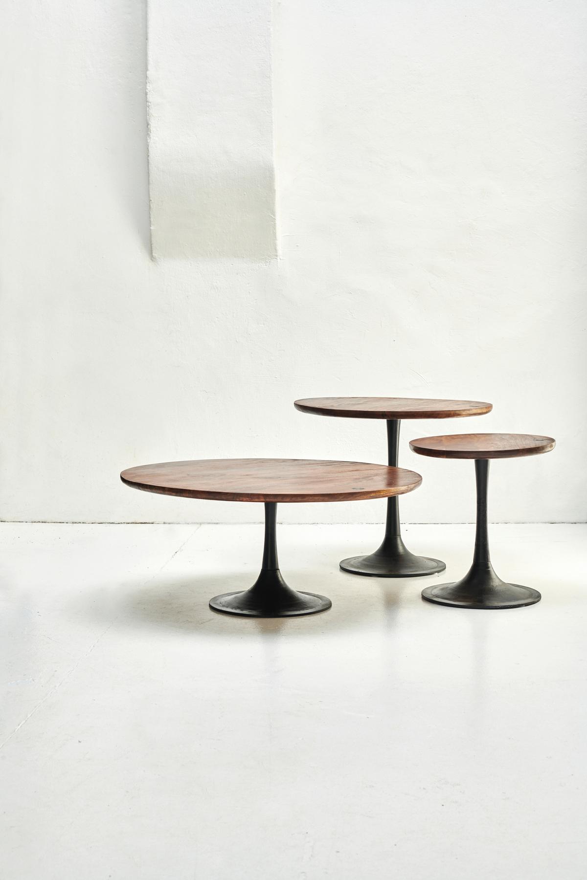 BEISTELLTISCH Mangoholz B: 40 - Schwarz/Braun, Design, Holz/Metall (40/40/42cm) - MID.YOU