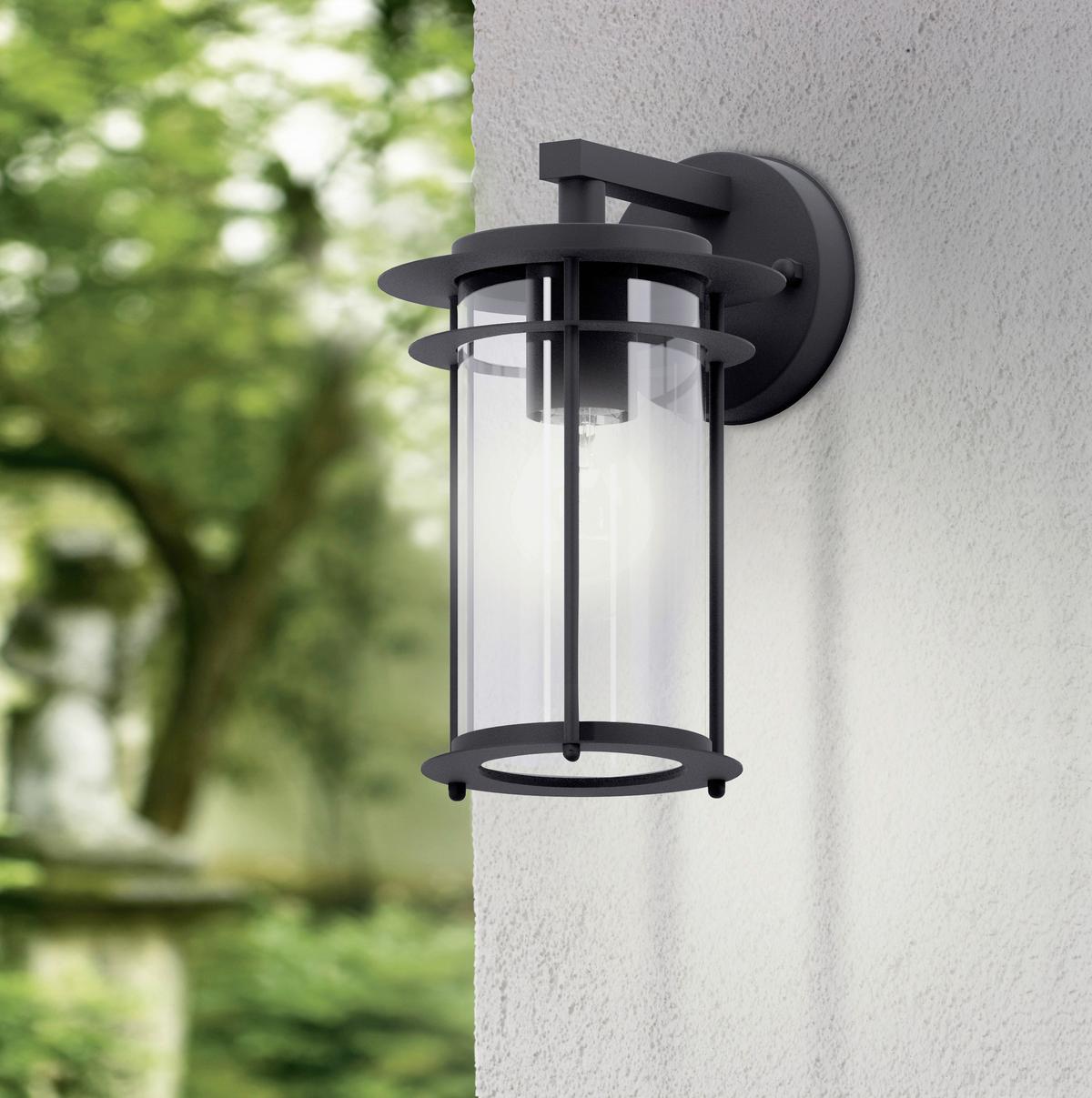 Außenwandleuchte Valdeo 60w Metall Glas, Wandmontage - Klar/Transparent, KONVENTIONELL, Glas/Metall (16,5/27,5/20cm) - Eglo