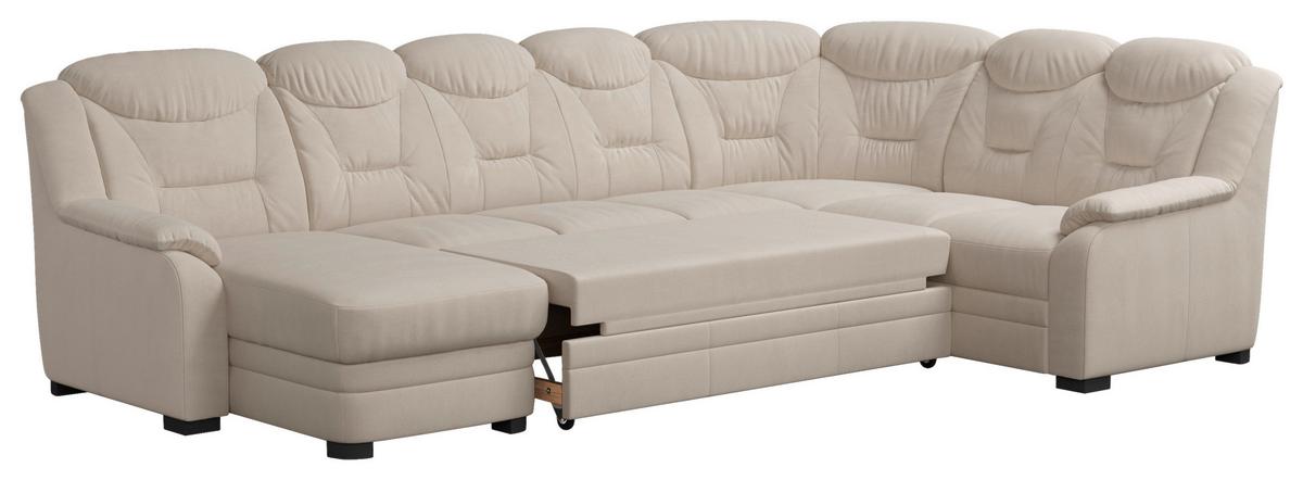 Wohnlandschaft Marcus Beige Inkl. Bettkasten - Beige/Schwarz, Basics, Textil (162/330/211cm) - MID.YOU