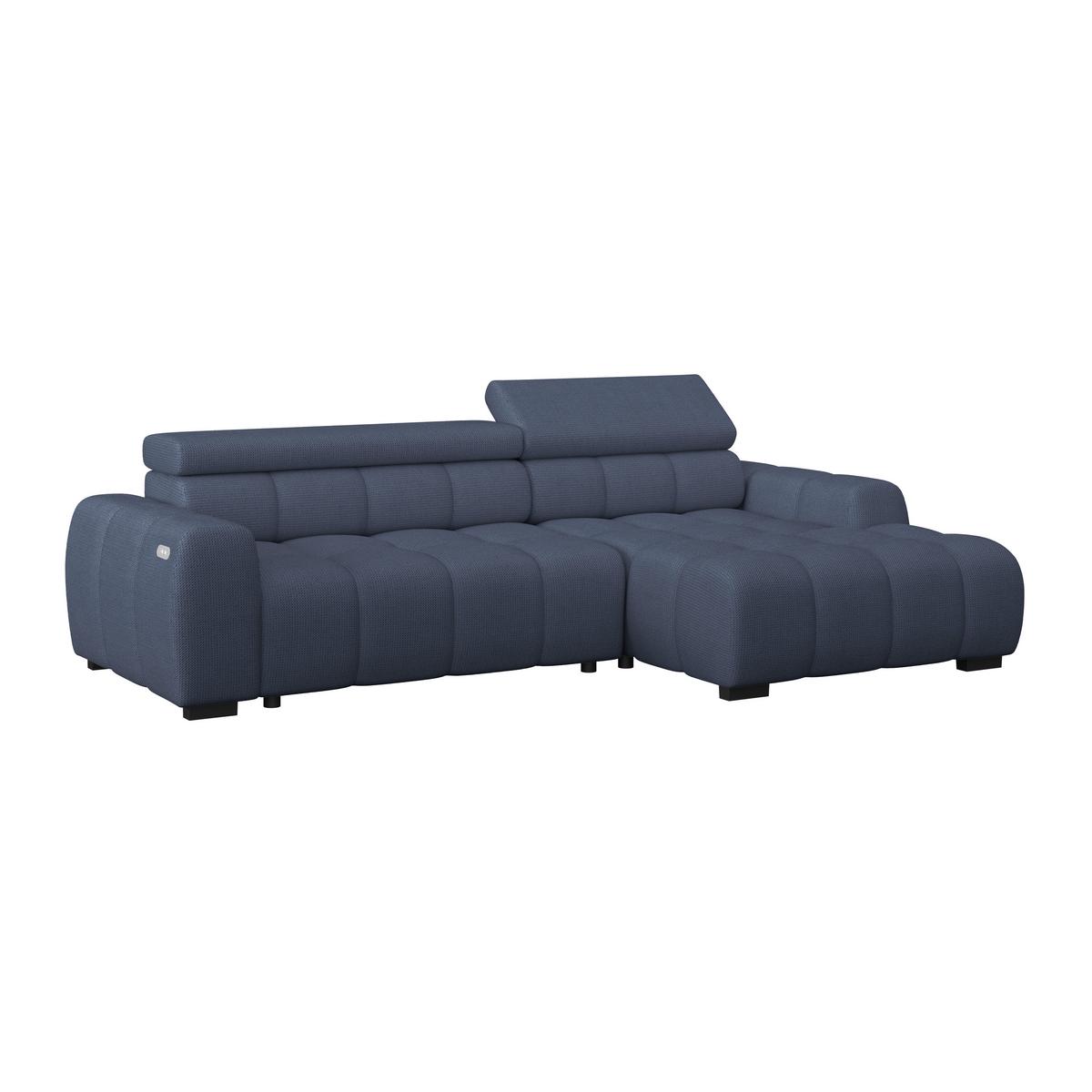 Ecksofa Fargo S Blau, B: 285 Cm - Blau/Schwarz, Trend, Textil (285/168cm)