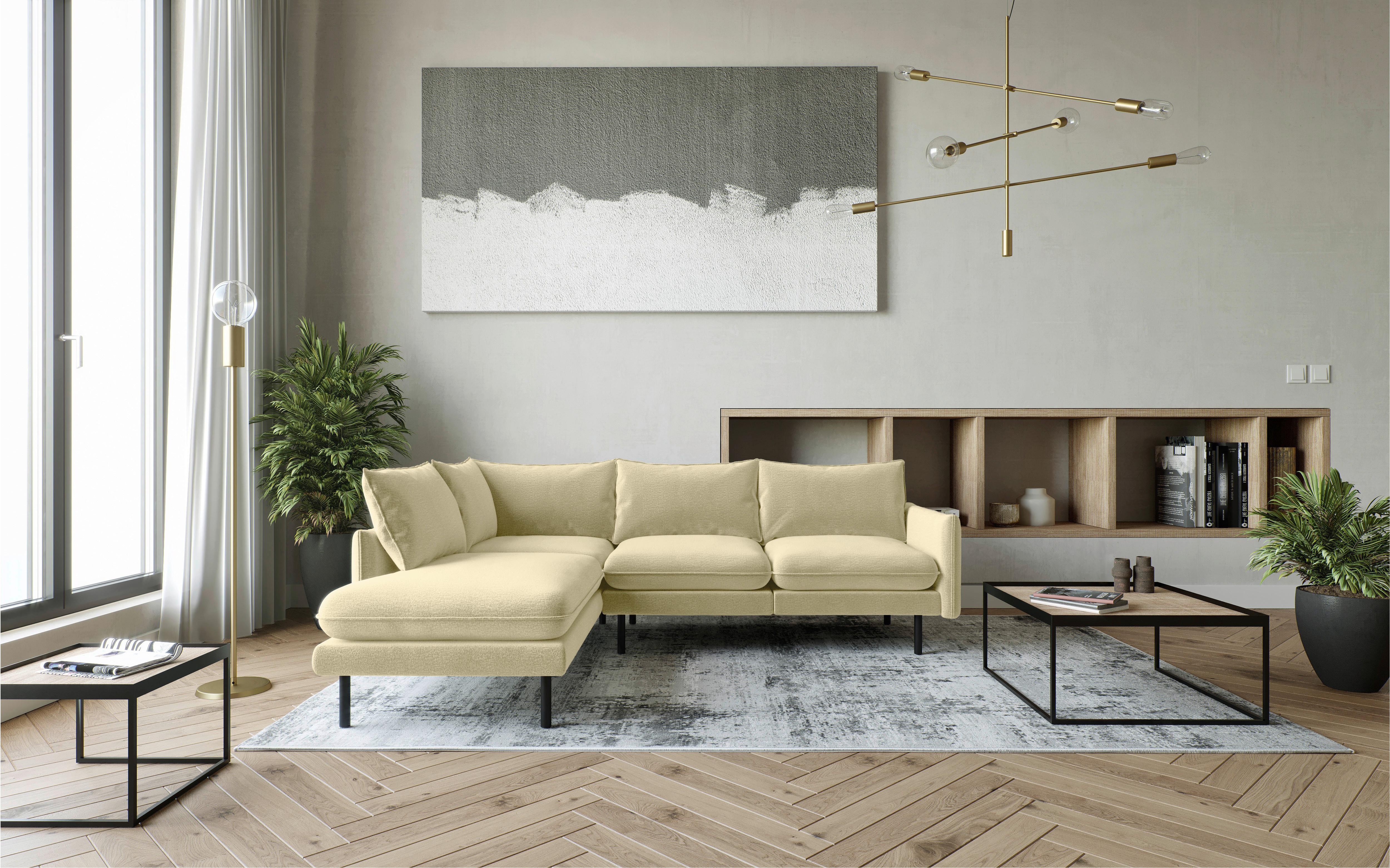 Ecksofa Samos Beige S: 204x267 Cm - Beige/Schwarz, Design, Textil (204/267cm) - Livetastic