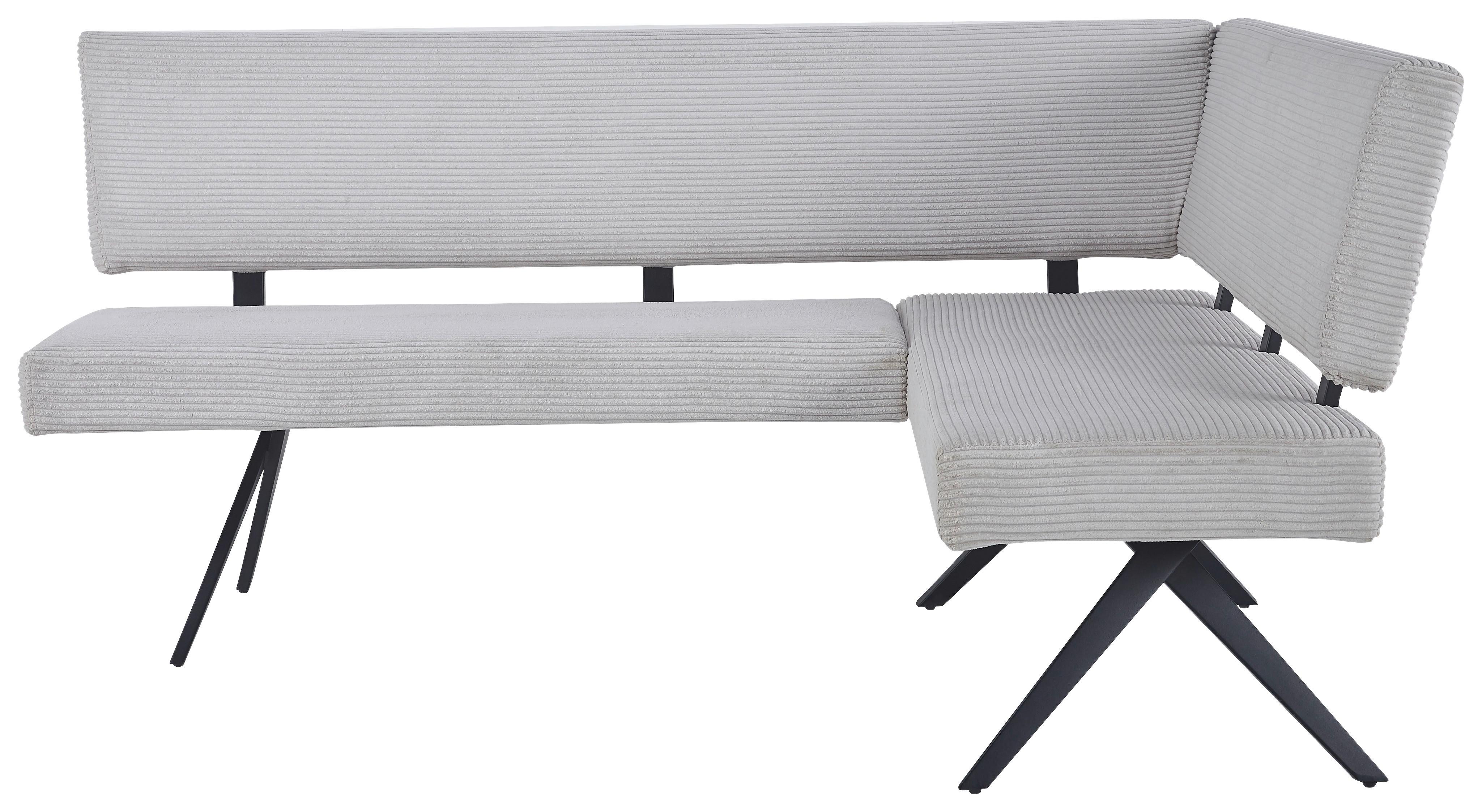 Eckbank Chios Cord Beige, S: 190x150 cm - Beige/Schwarz, KONVENTIONELL, Textil/Metall (190/150cm) - MID.YOU