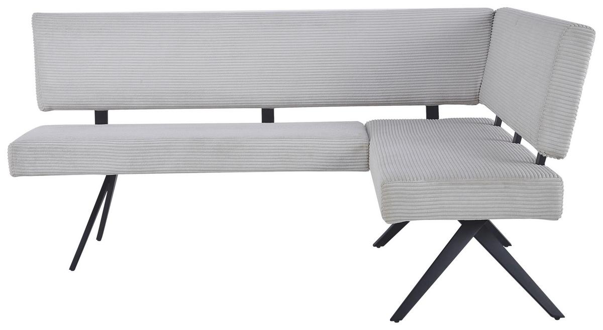 Eckbank Chios Cord Beige, S: 190x150 cm - Beige/Schwarz, KONVENTIONELL, Textil/Metall (190/150cm) - MID.YOU