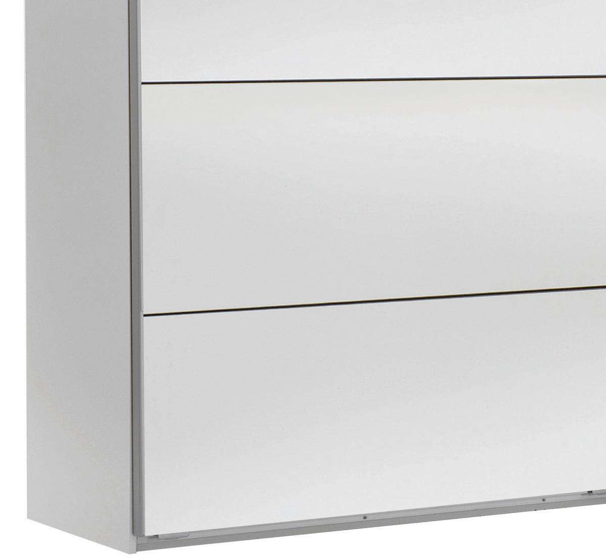 Schwebetürenschrank Mit Spiegel 225cm Ernie, Weiß Dekor - Weiß, MODERN, Glas/Holzwerkstoff (225/210/65cm) - MID.YOU