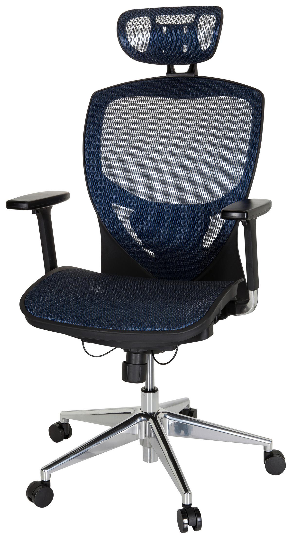 Bürostuhl Venus One Blau/schwarz Bis 120 Kg - Blau/Silberfarben, Basics, Kunststoff/Textil (61/148/48cm) - MID.YOU