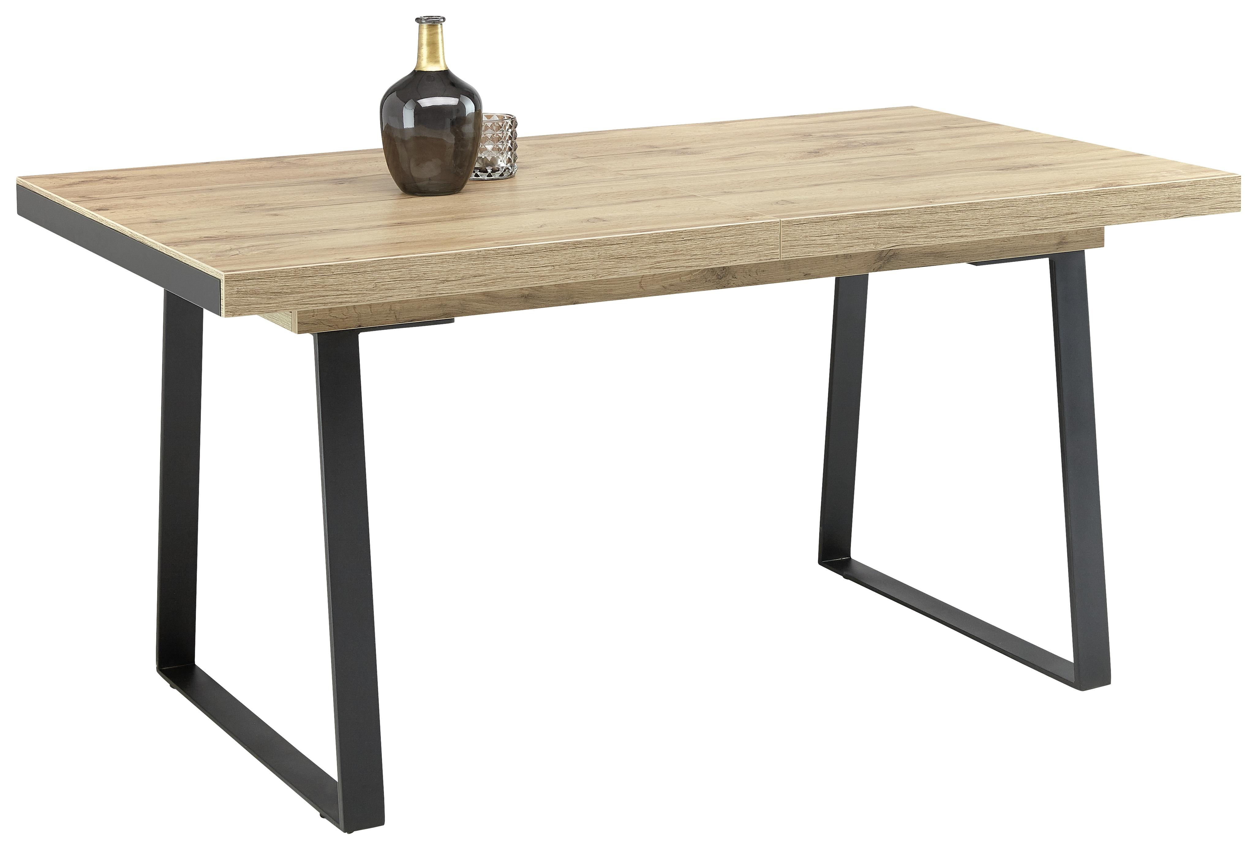 Výsuvný Stůl Skagen 160 Az - černá/barvy dubu, Moderní, kov/kompozitní dřevo (160-205/90/76cm) - Premium Living