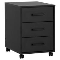 Rollcontainer Ruby - Schwarz, MODERN, Holzwerkstoff/Kunststoff (40,1/57/50cm) - MID.YOU