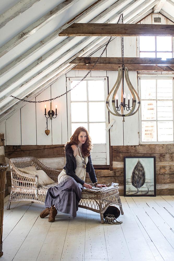 Kronleuchter H: 81,3 Cm 5-Flammig - Rostfarben, Natur, Holz/Metall (50.8/81.3cm) - Elstead Lighting