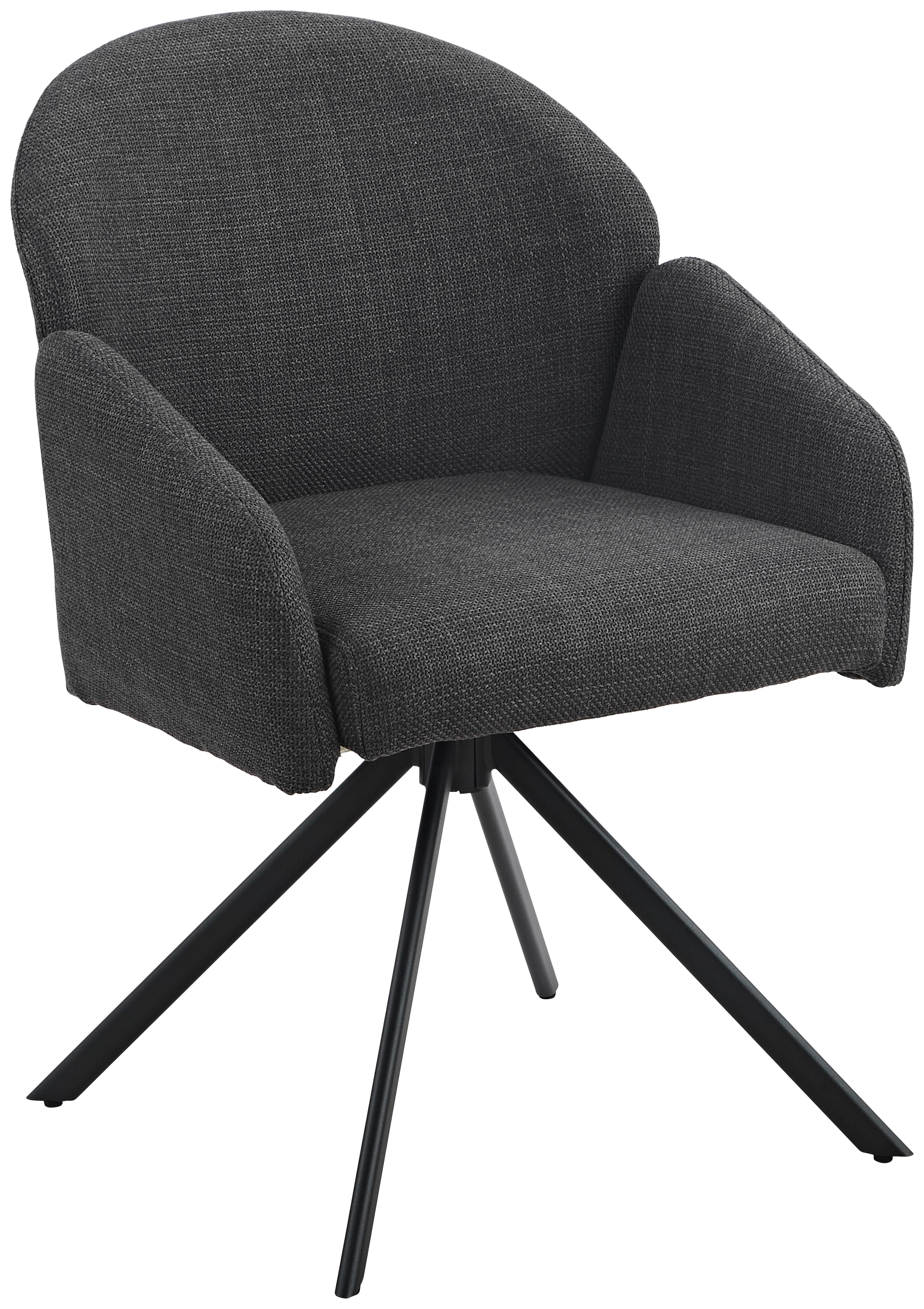 Armlehnstuhl Holly Drehbar Webstoff Anthrazit, B: 56,5 Cm - Anthrazit, MODERN, Textil/Metall (56,5/61/84cm)