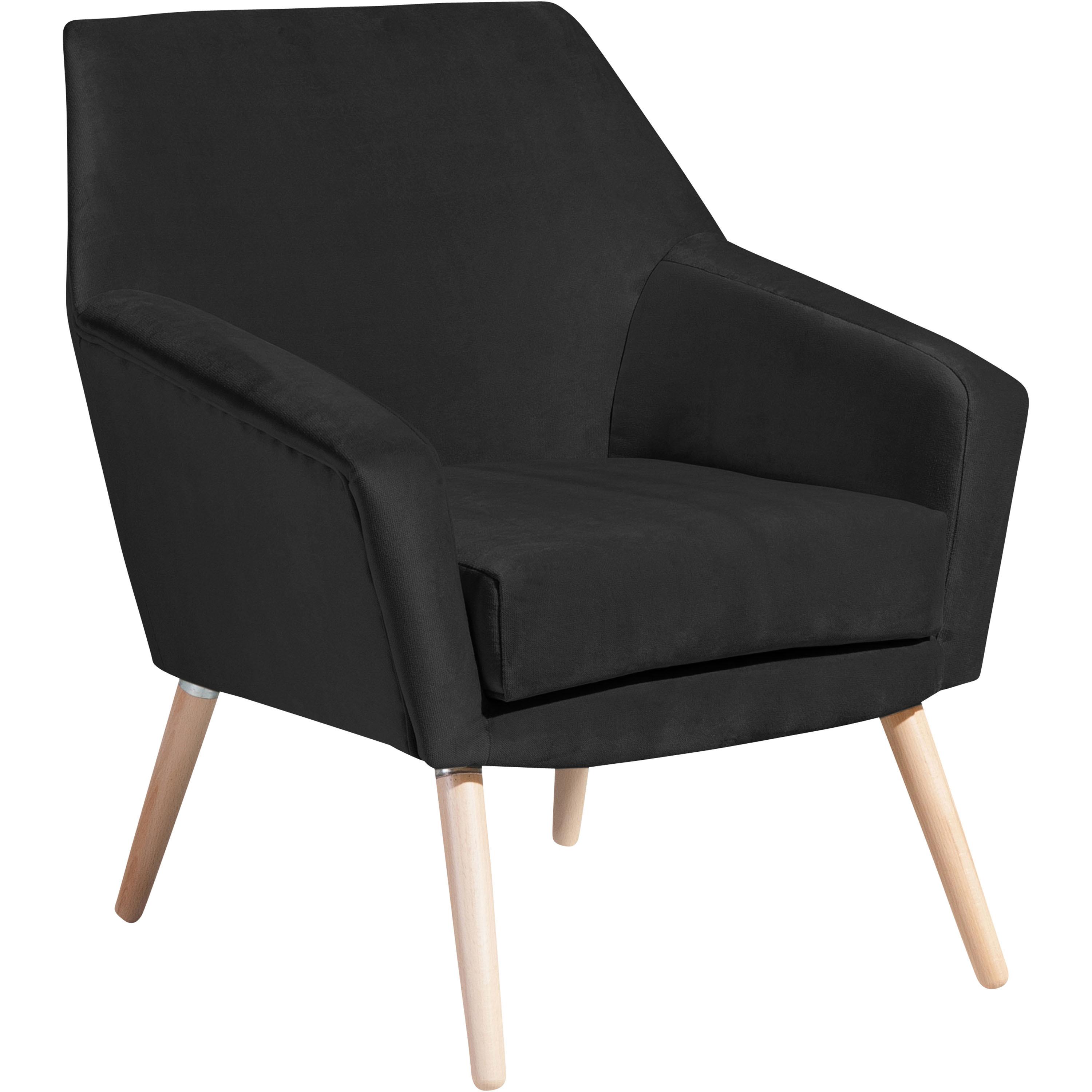 Polstersessel Mit Armlehnen Alegro Samt Schwarz - Buchefarben/Schwarz, Design, Textil (67/81/71cm) - Max Winzer