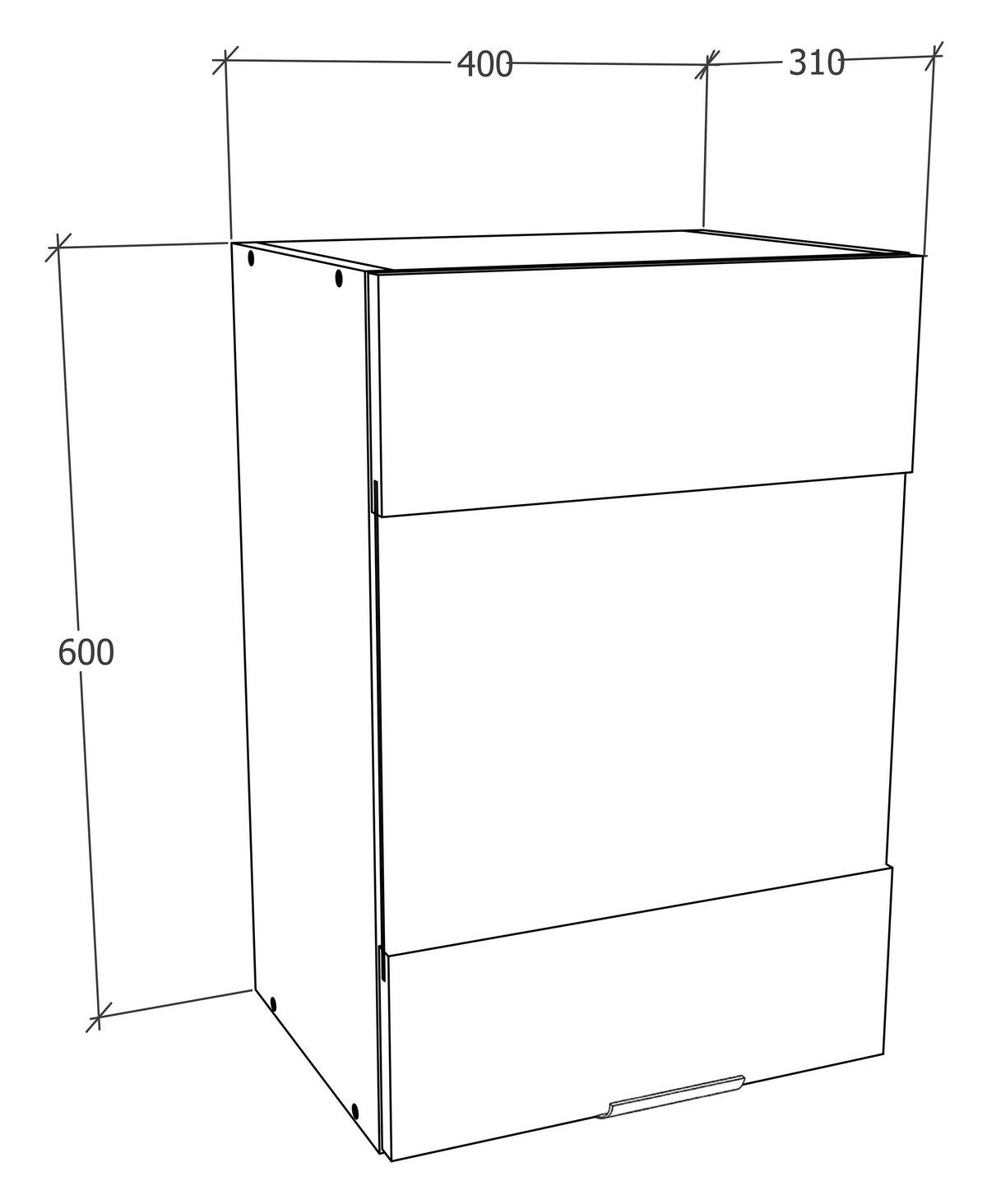 Küchenoberschrank Fasola Weiß B: 40 Cm - Weiß, Trend, Glas/Holzwerkstoff (40/60/31cm) - MID.YOU