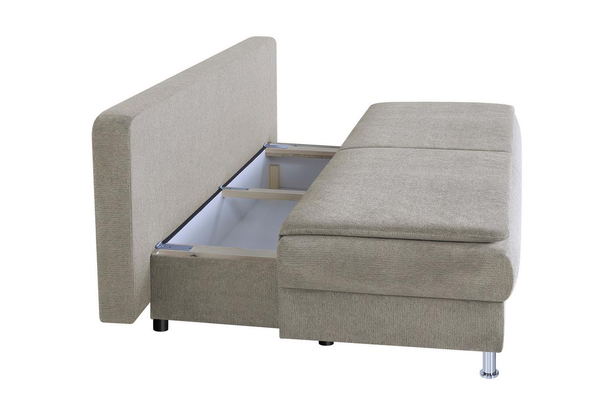 Rozkladacia pohovka KEN, béžová, lôžko a úl.priestor - čierna/chrómová, Design, kompozitné drevo/textil (200/92/90cm) - P & B