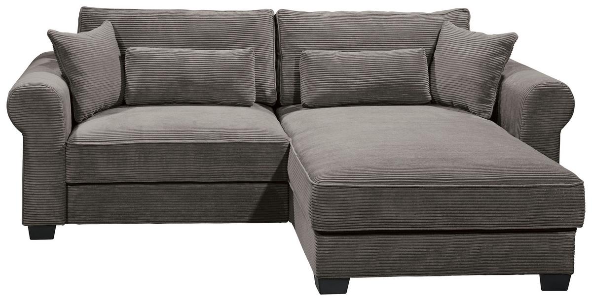 Ecksofa Mit Schlaffunktion Angelina Mokka Kord - Schwarz/Mokka, Basics, Textil (255/92/185cm) - MID.YOU