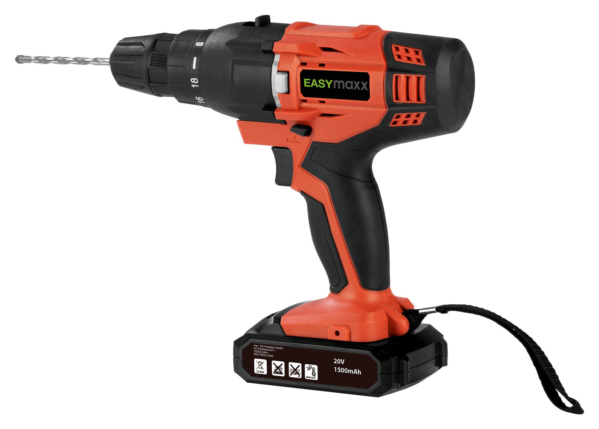 Akkuschrauber Easy Maxx 20 V, 0-550 U/Min, Rot/Schwarz - Rot/Schwarz, Basics, Kunststoff/Metall (31/11,5/41,5cm)