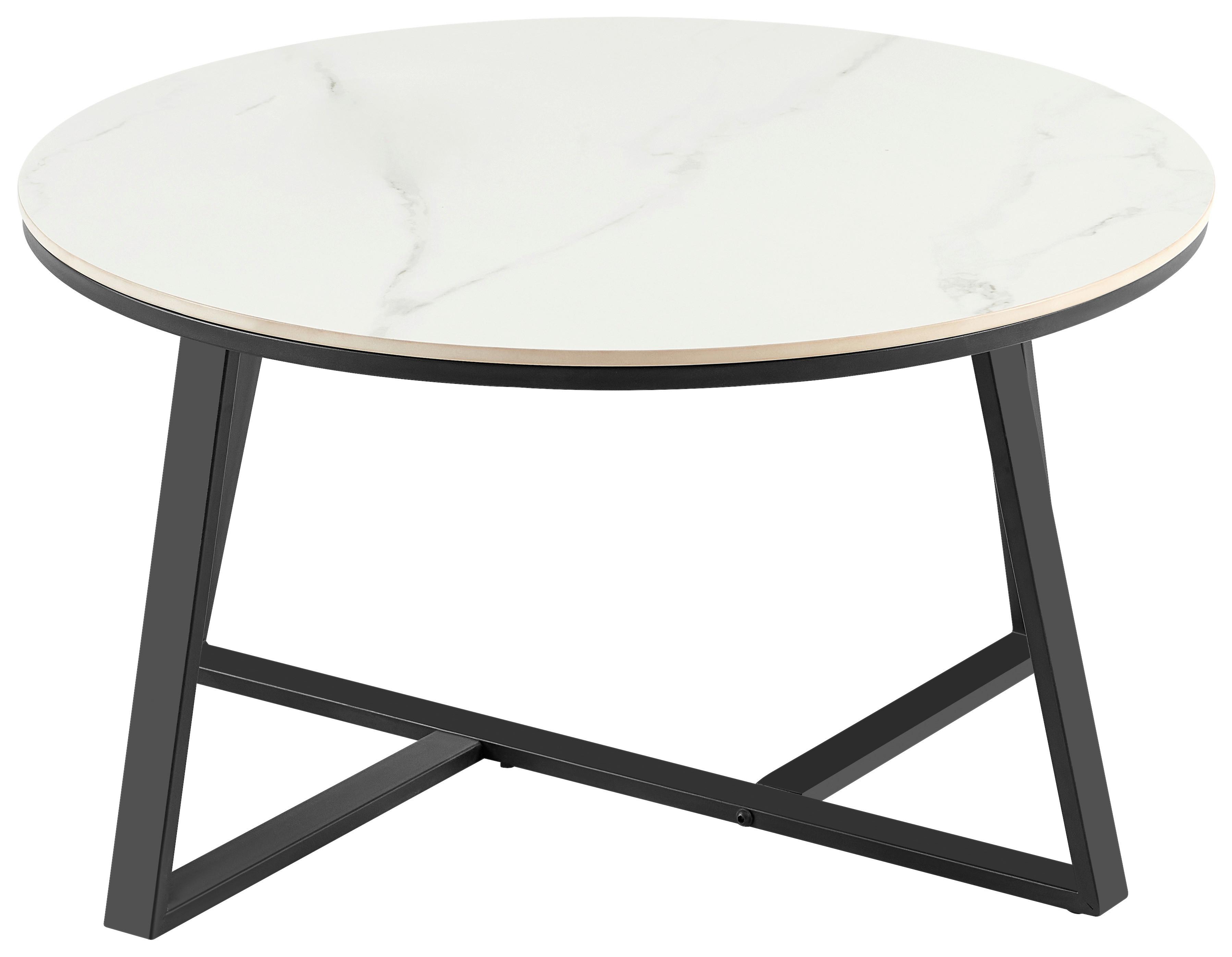 Couchtisch Oliena 2 - Schwarz/Weiß, MODERN, Keramik/Metall (80/45/80cm)