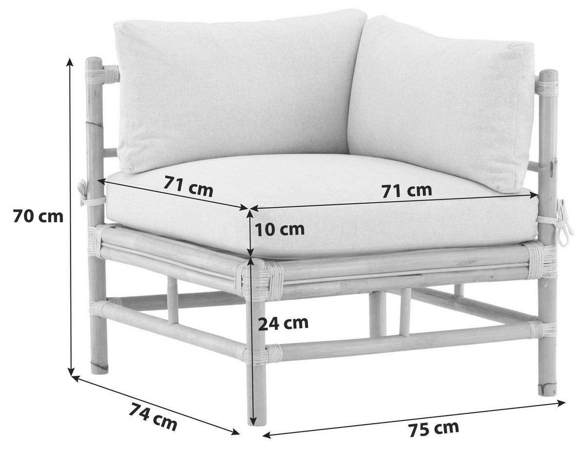 Loungeeckteil Cane - Hellbraun, KONVENTIONELL, Holz/Textil (75/70/74cm) - Gardenson