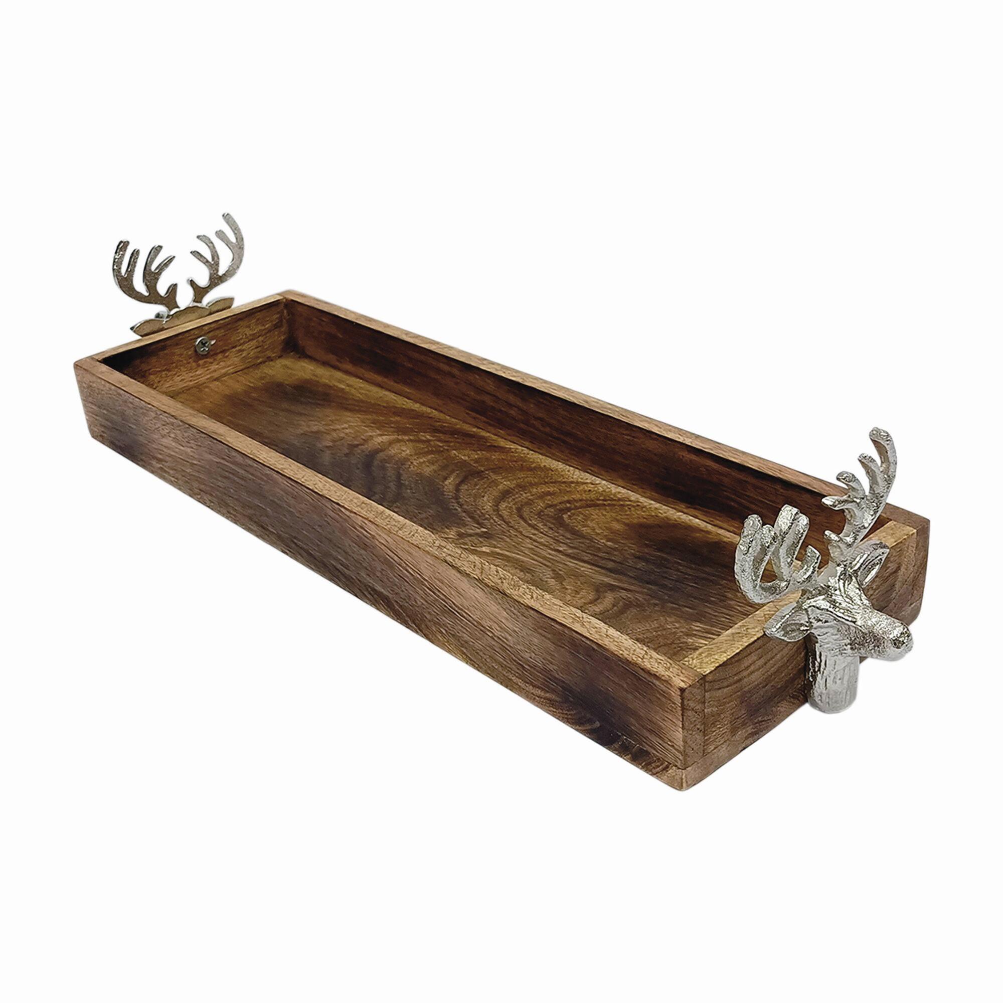 DEKOTABLETT LEONA - M - Naturfarben/Nickelfarben, MODERN, Holz/Metall (53/15/10.5cm) - Luca Bessoni