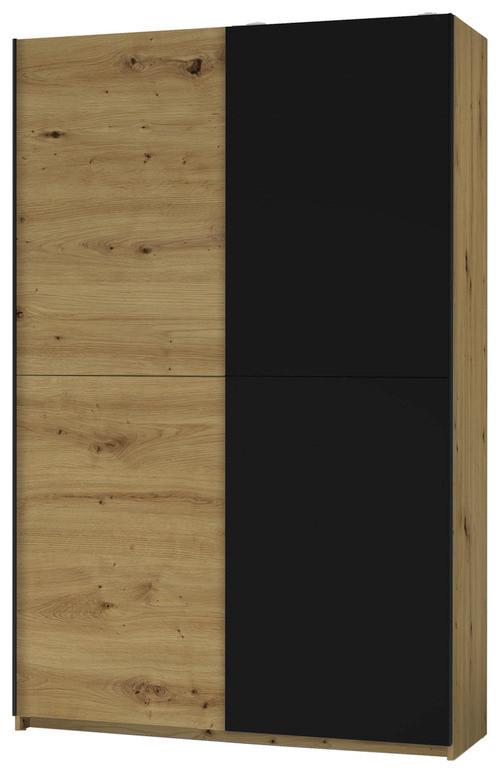 Tolóajtós Szekrény Starter B 125/196 Cm *TOP ÁR* - fekete/tölgyfa, Basics, faalapú anyag (125/195,5/38cm) - Best Price