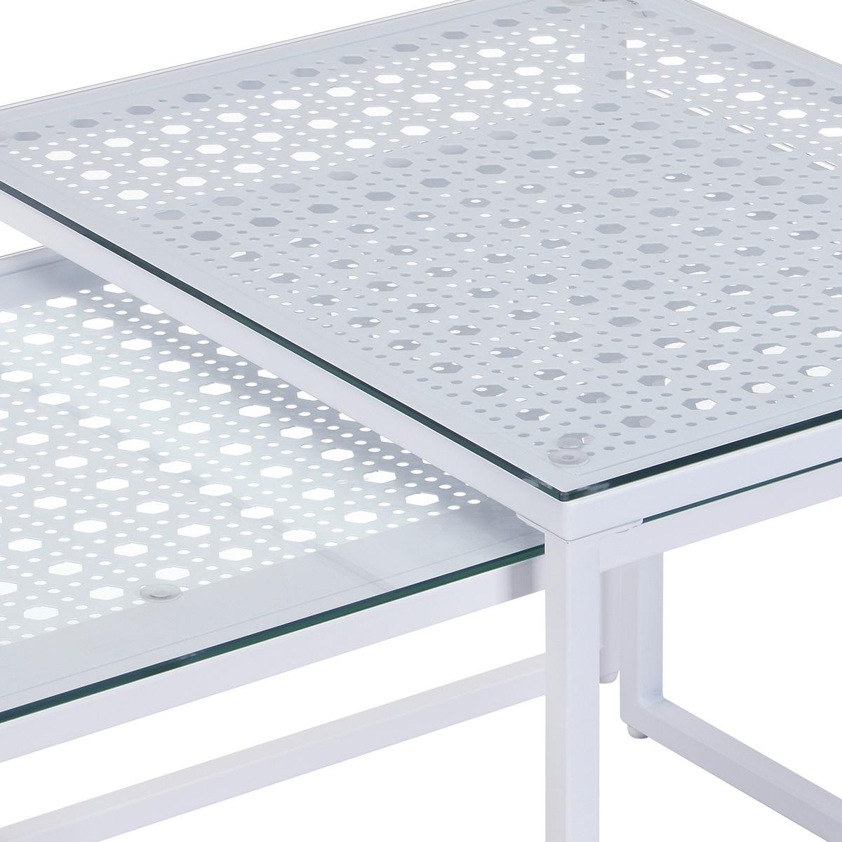 SATZTISCH Weiß 2-teilig - Weiß, Design, Glas/Metall (100/40/35cm) - MID.YOU