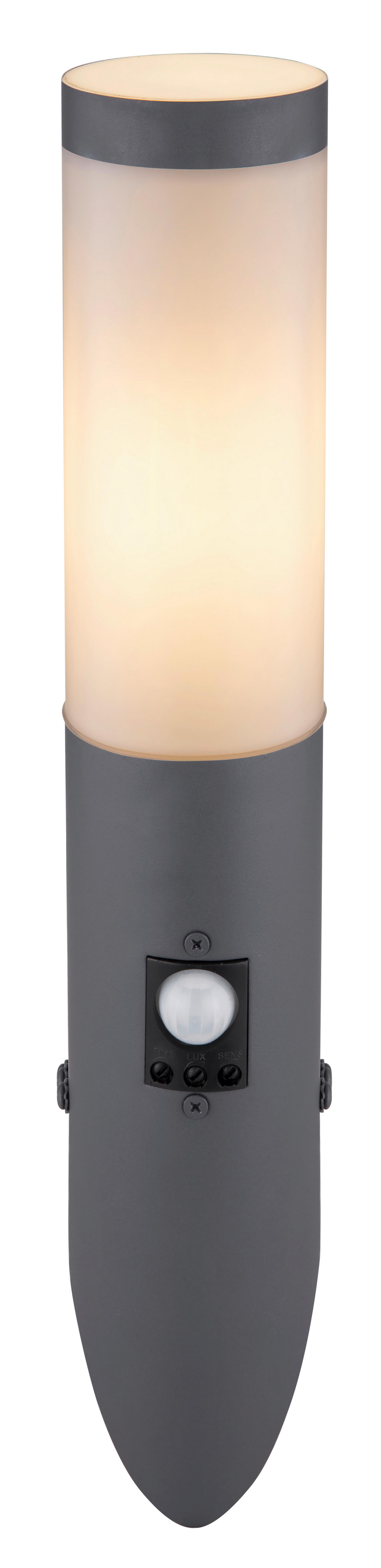 Außenleuchte + Bewegungsmelder Boston 60 Watt Edelstahl - Anthrazit/Opal, Basics, Kunststoff/Metall (7,6/41cm) - Globo