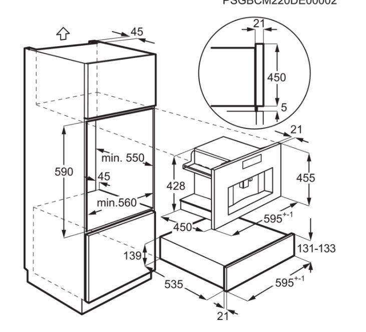 Zabudovateľný kávovar AEG KKB894500B - čierna, Design (59,5/45,5/45cm) - AEG
