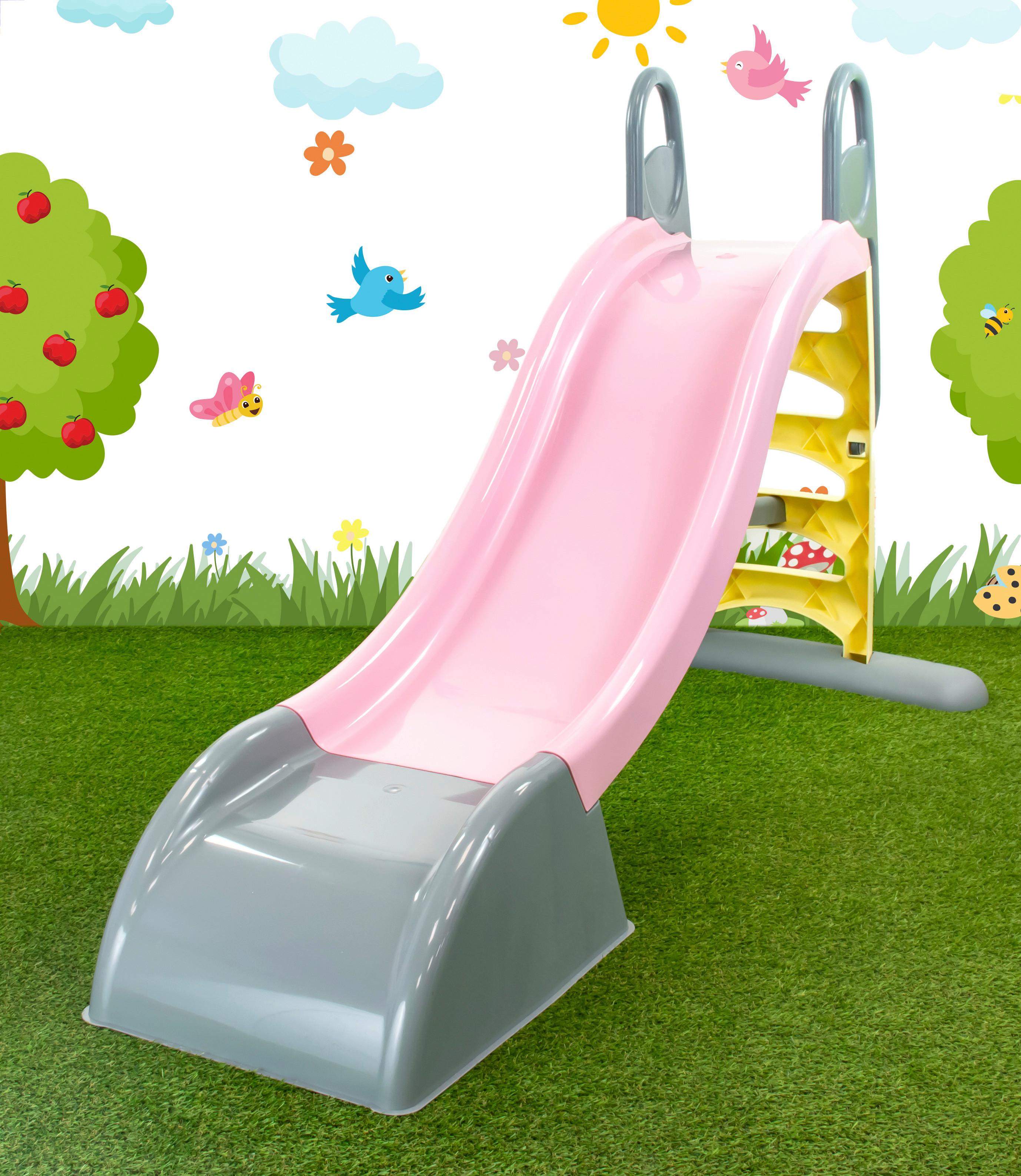 Dětská skluzavka LARGE SLIDE - světle růžová, Konvenční, plast (84,5/110/182cm)