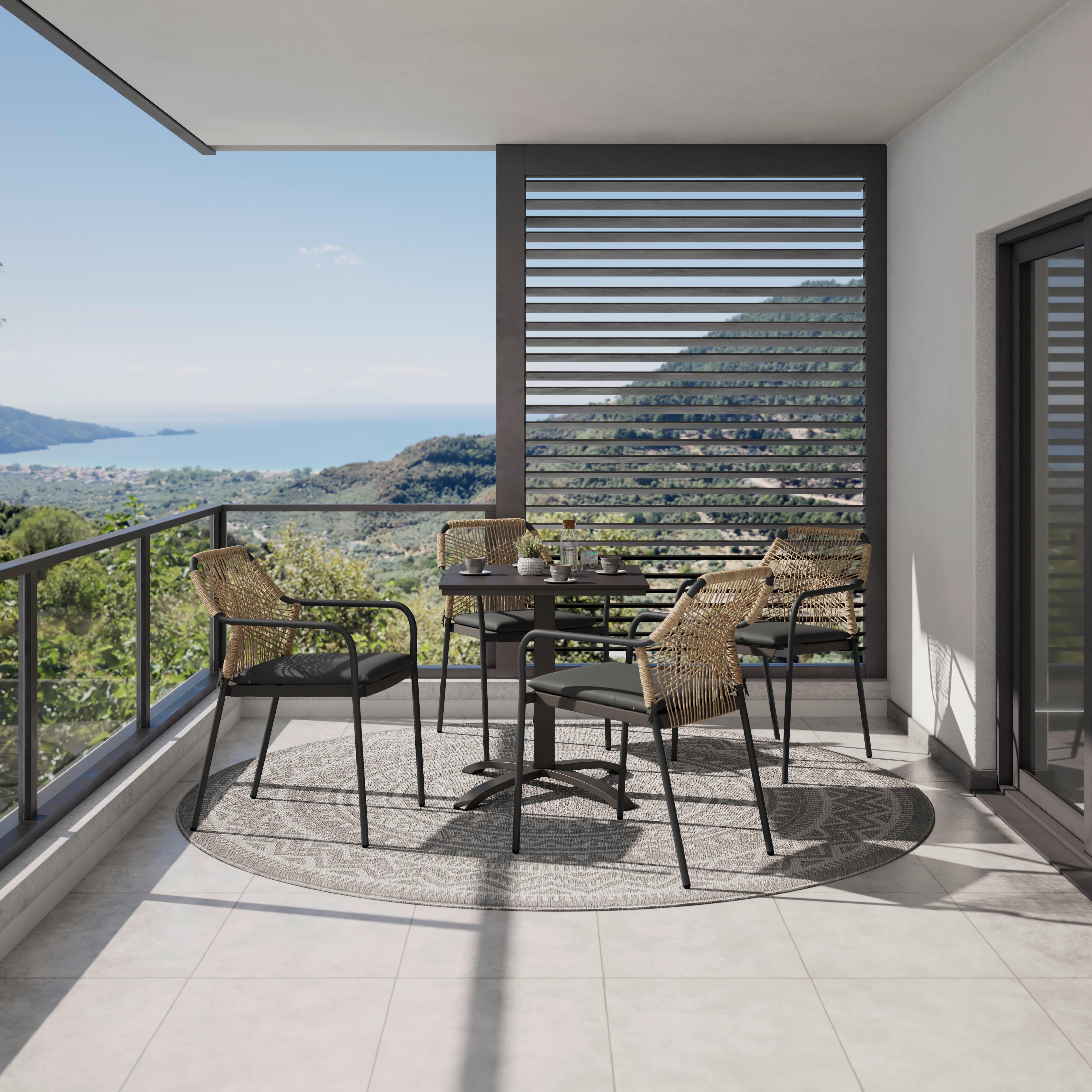 Gartentisch Dijon Metall/kunststoff L 70 Cm - Schwarz, MODERN, Kunststoff/Metall (70/72/70cm) - Beldano