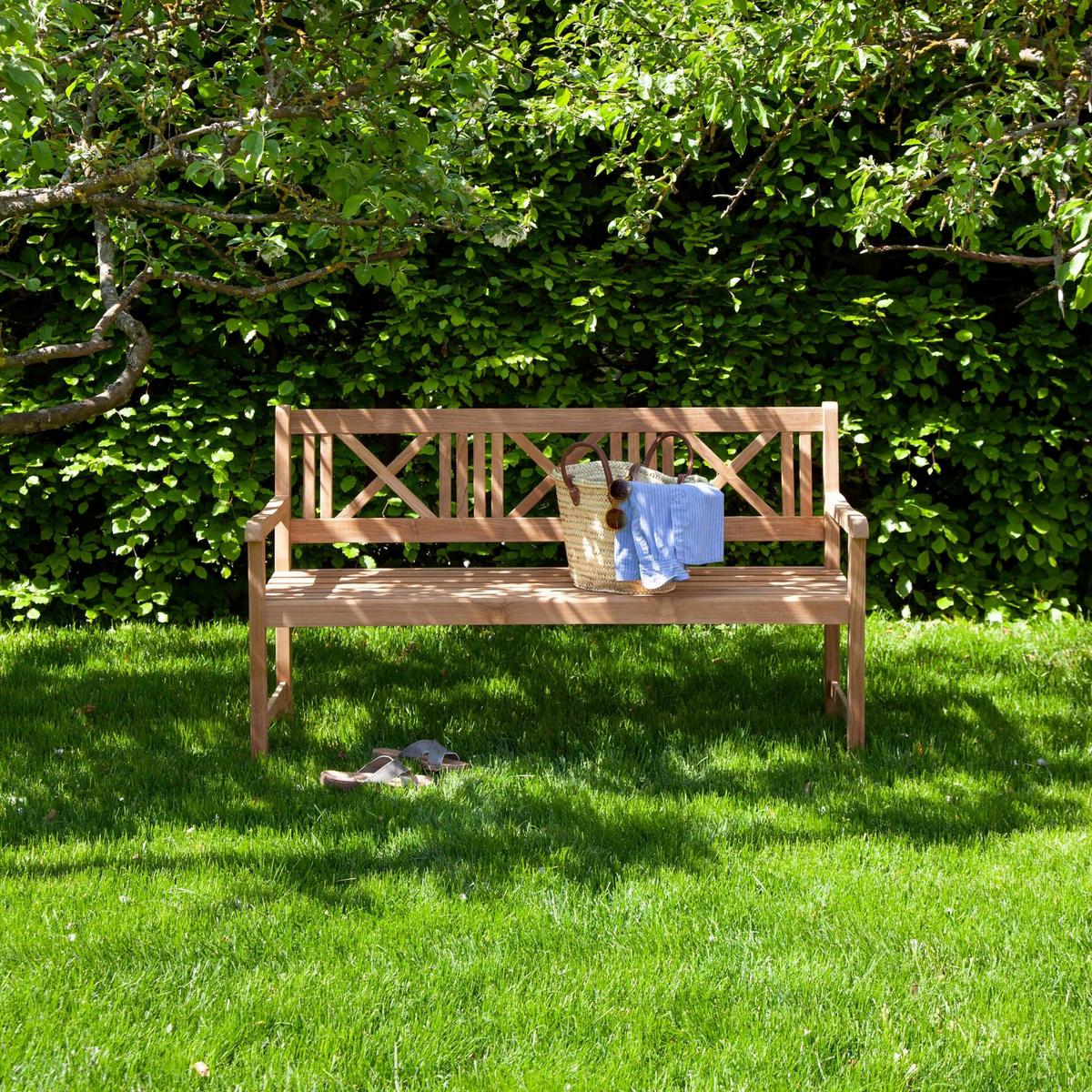 Gartenbank Holz Rosenborg 3-Sitzer - Naturfarben/Teakfarben, Natur, Holz (58/89/150cm) - Gardenson