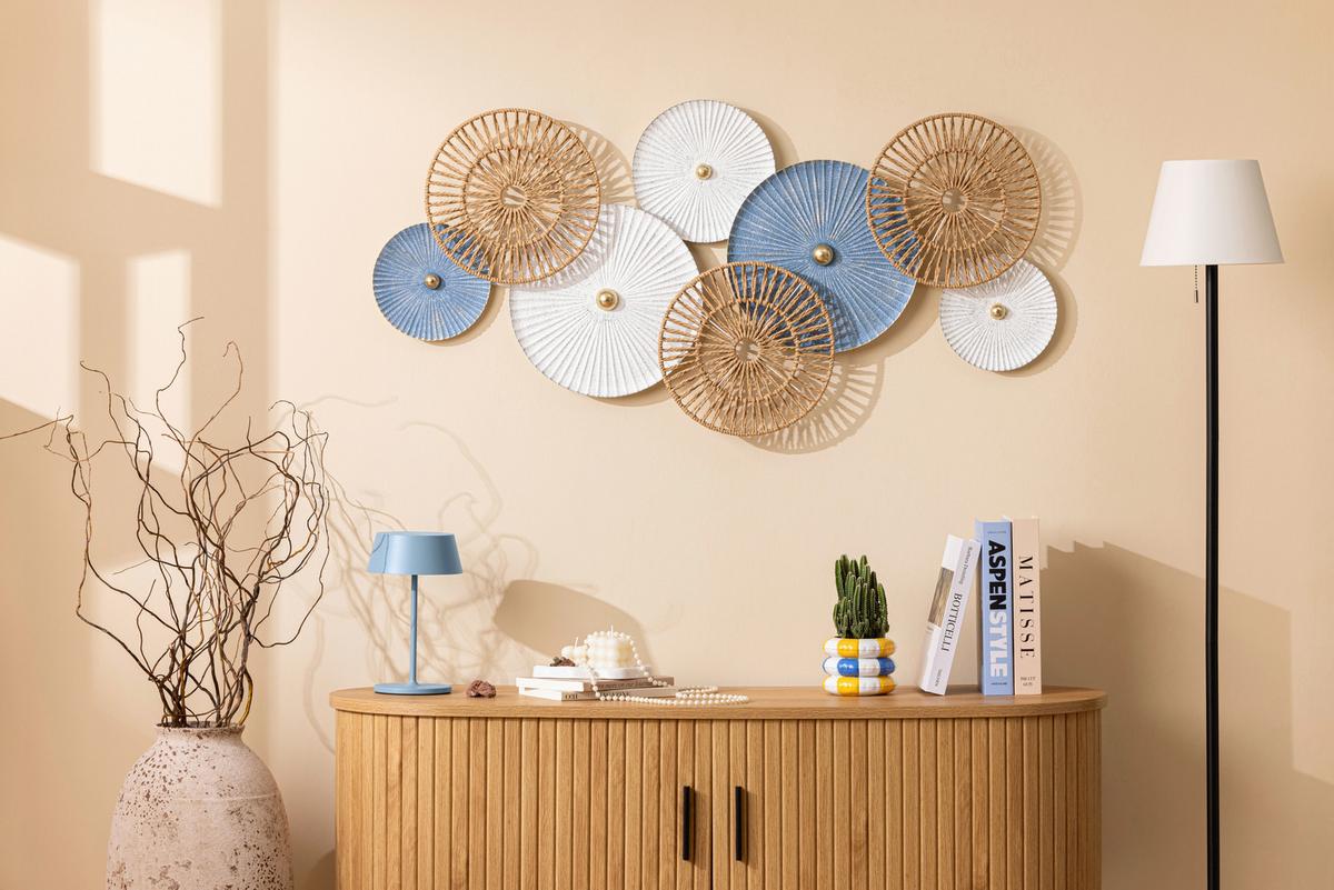 Wanddeko Matheo - Blau/Goldfarben, KONVENTIONELL, Papier/Metall (110/5/54cm) - Luca Bessoni