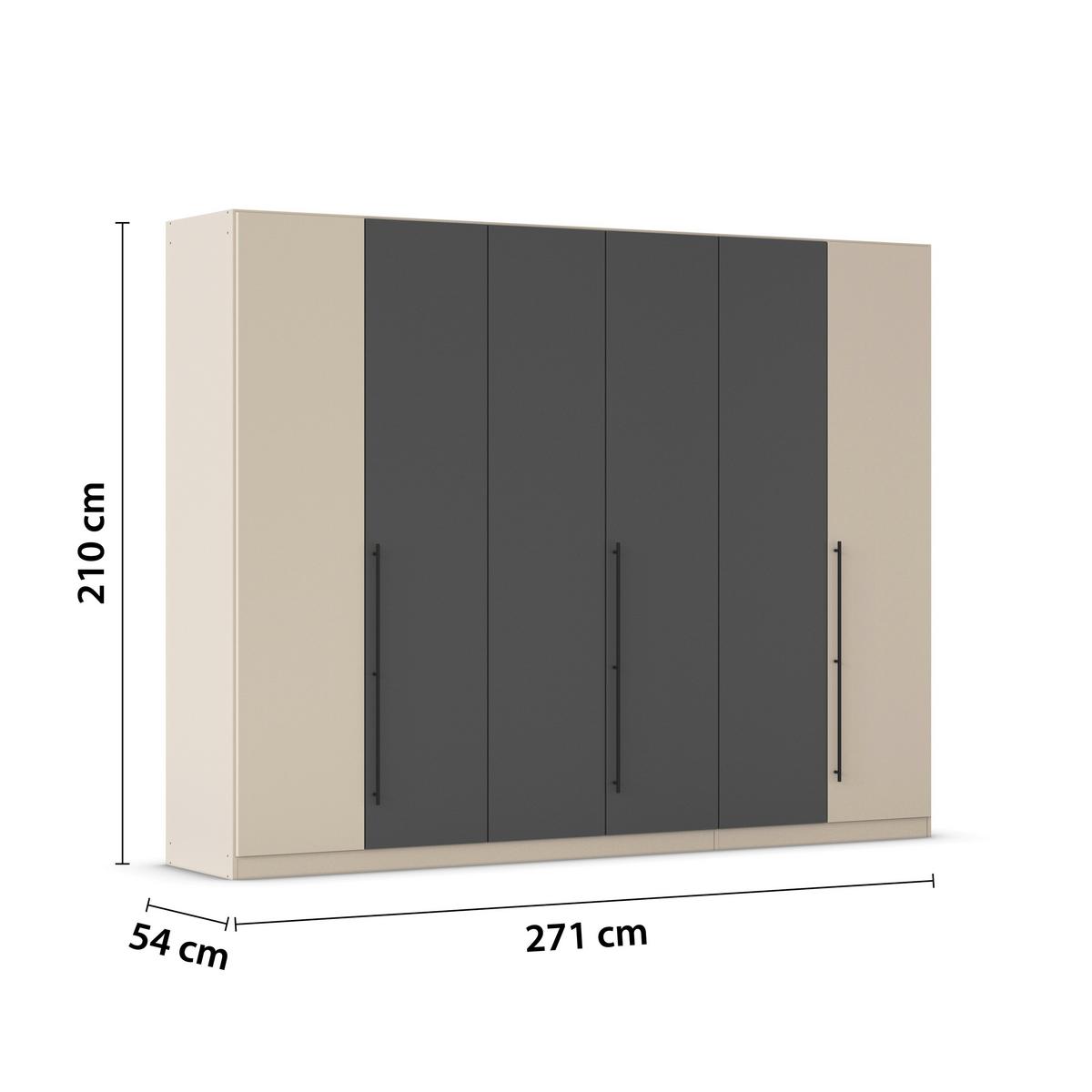 Kleiderschrank Safari B: 271 cm - Champagner/Grau, KONVENTIONELL, Holzwerkstoff (271/210/54cm)
