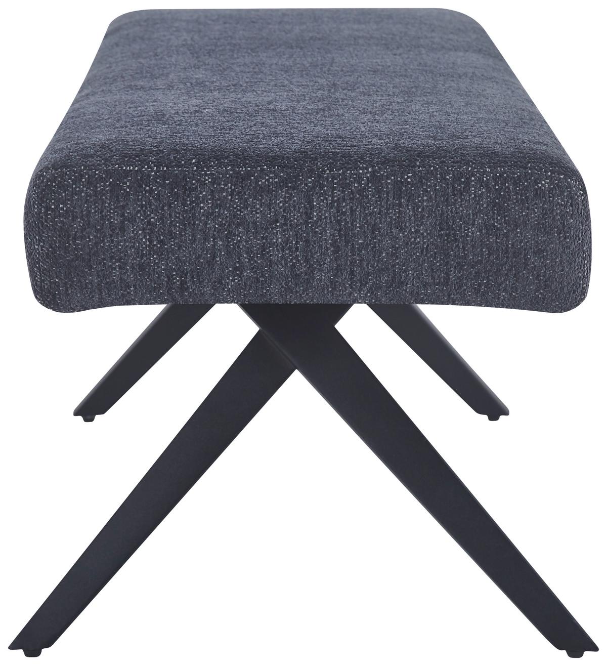 Sitzbank Chios Leinenoptik Grau, B: 140 Cm - Dunkelgrau/Schwarz, KONVENTIONELL, Textil/Metall (140/49/47cm) - MID.YOU
