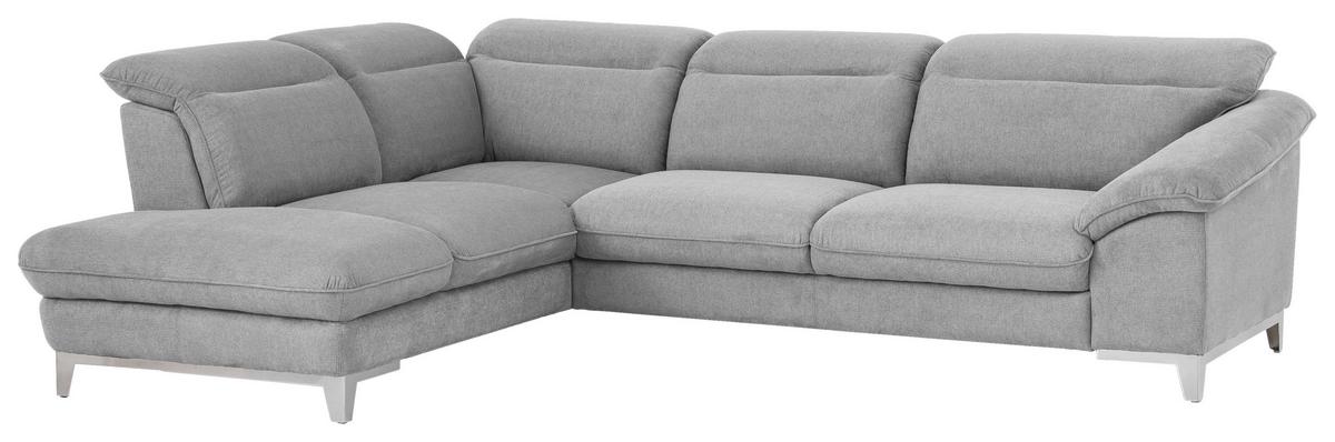 Ecksofa Mit Schlaffunktion Teresa Hellgrau - Chromfarben/Hellgrau, Design, Textil (232/293cm) - Livetastic