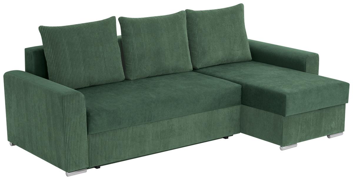 Ecksofa Diever Grün S: 239x141 cm - Chromfarben/Grün, Design, Textil (239/141cm) - Livetastic