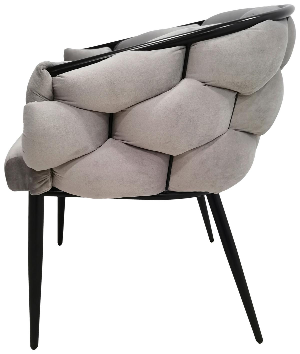 Armlehnstuhl-set Grace 125 - Taupe/Schwarz, MODERN, Textil/Metall (65/79/61cm) - Kayoom