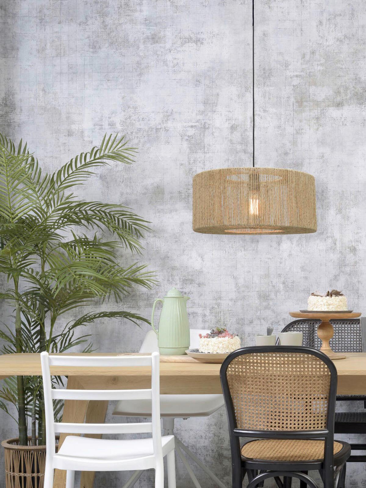 Hängeleuchte Iguazu H: 35 cm 1-Flammig höhenverstellbar - Hellbraun/Schwarz, Natur, Naturmaterialien/Kunststoff (52/35cm) - Good & Mojo