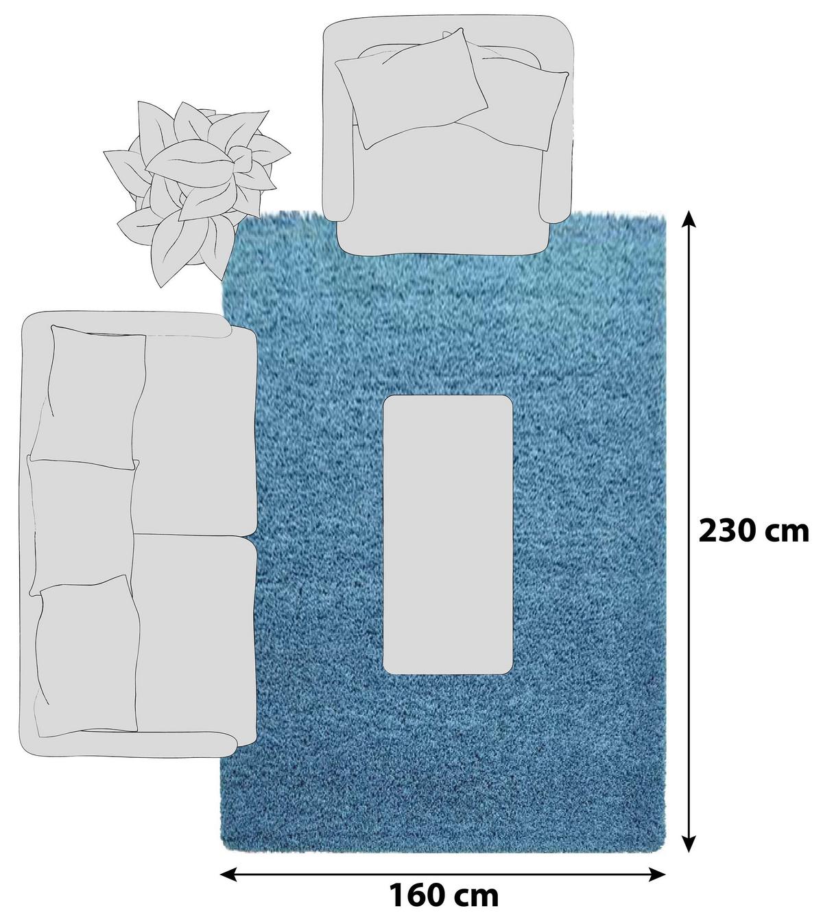 Hochflor Teppich Türkis Dream 160x230 cm - Türkis, KONVENTIONELL, Textil (160/230cm) - Novel