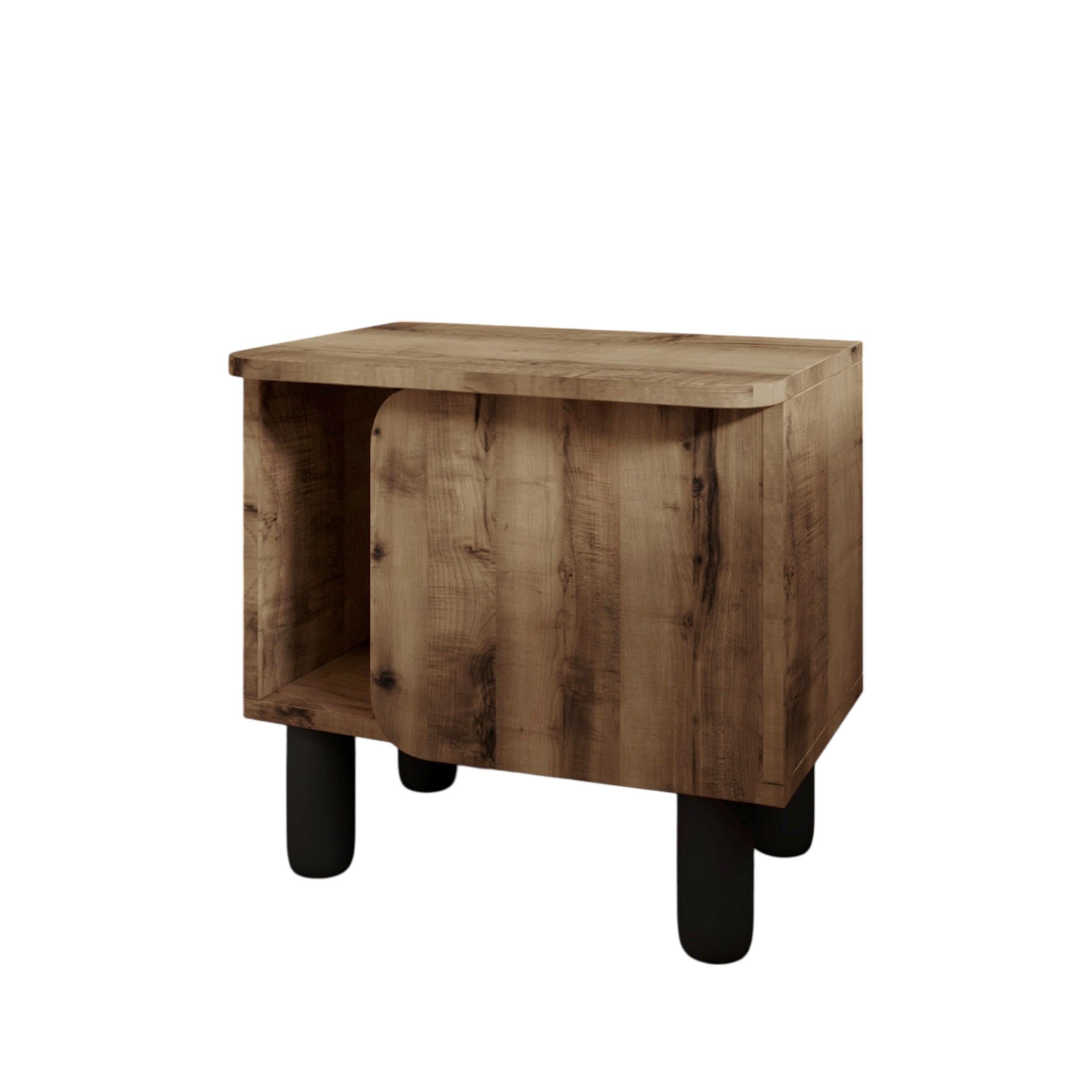 NACHTTISCH River Nussbaumfarben B: 50cm - Nussbaumfarben, Design, Holzwerkstoff (50/30/49cm) - Livetastic