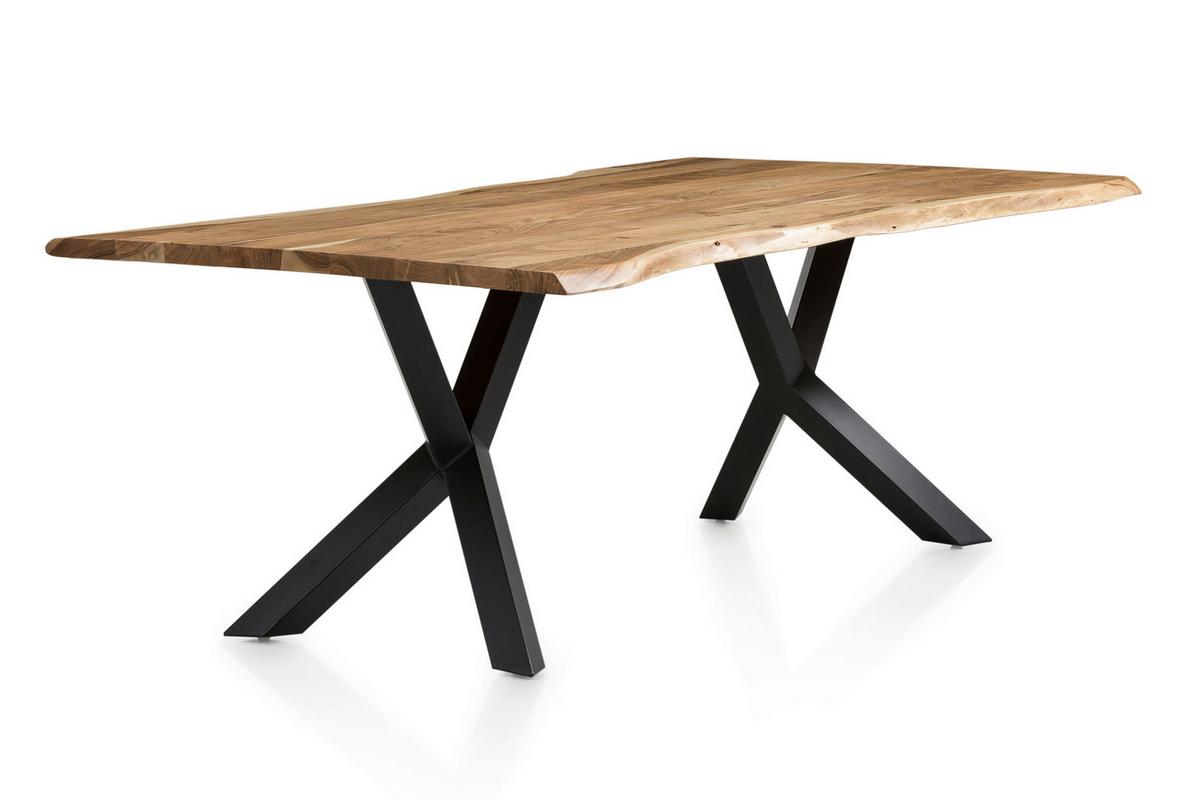 Esstisch Naturfarben/Schwarz B: 200 cm - Schwarz/Naturfarben, MODERN, Holz/Metall (200/100/76,5cm) - Livetastic