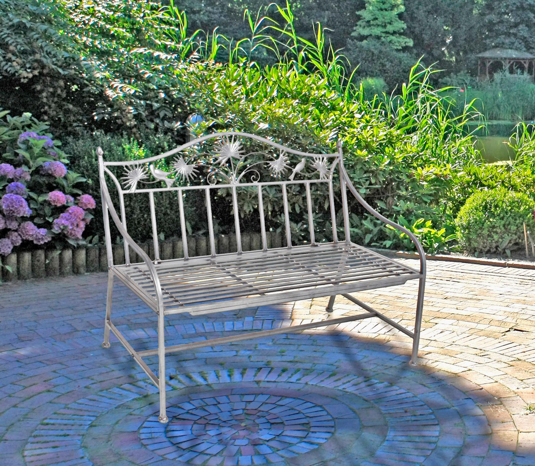Gartenbank Eisen 2-Sitzer Talin Silberfarben - Silberfarben, MODERN, Metall (111/84/52cm)